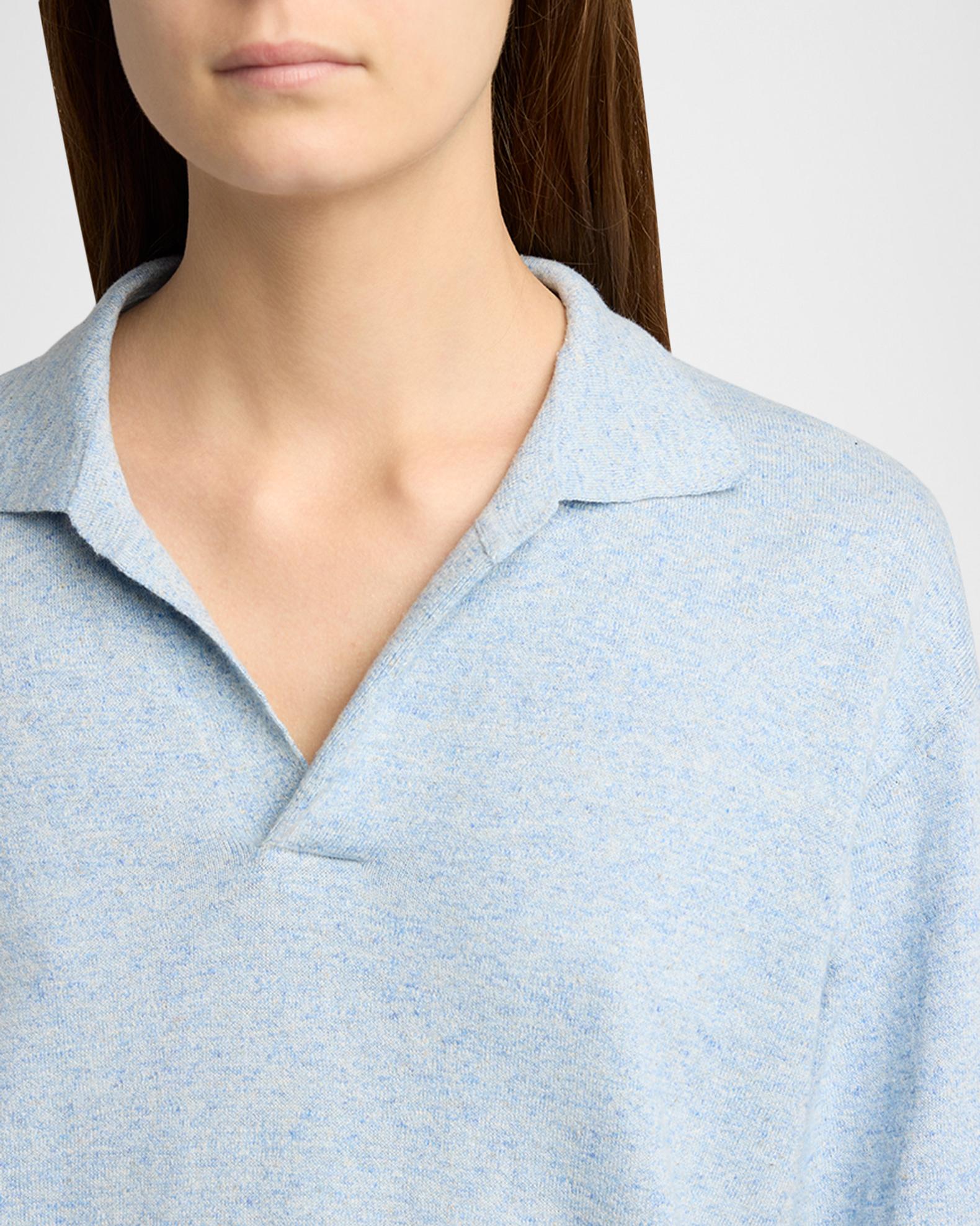 THE ROW Niosa Long-Sleeved Cotton & Linen Polo Top | Neiman Marcus