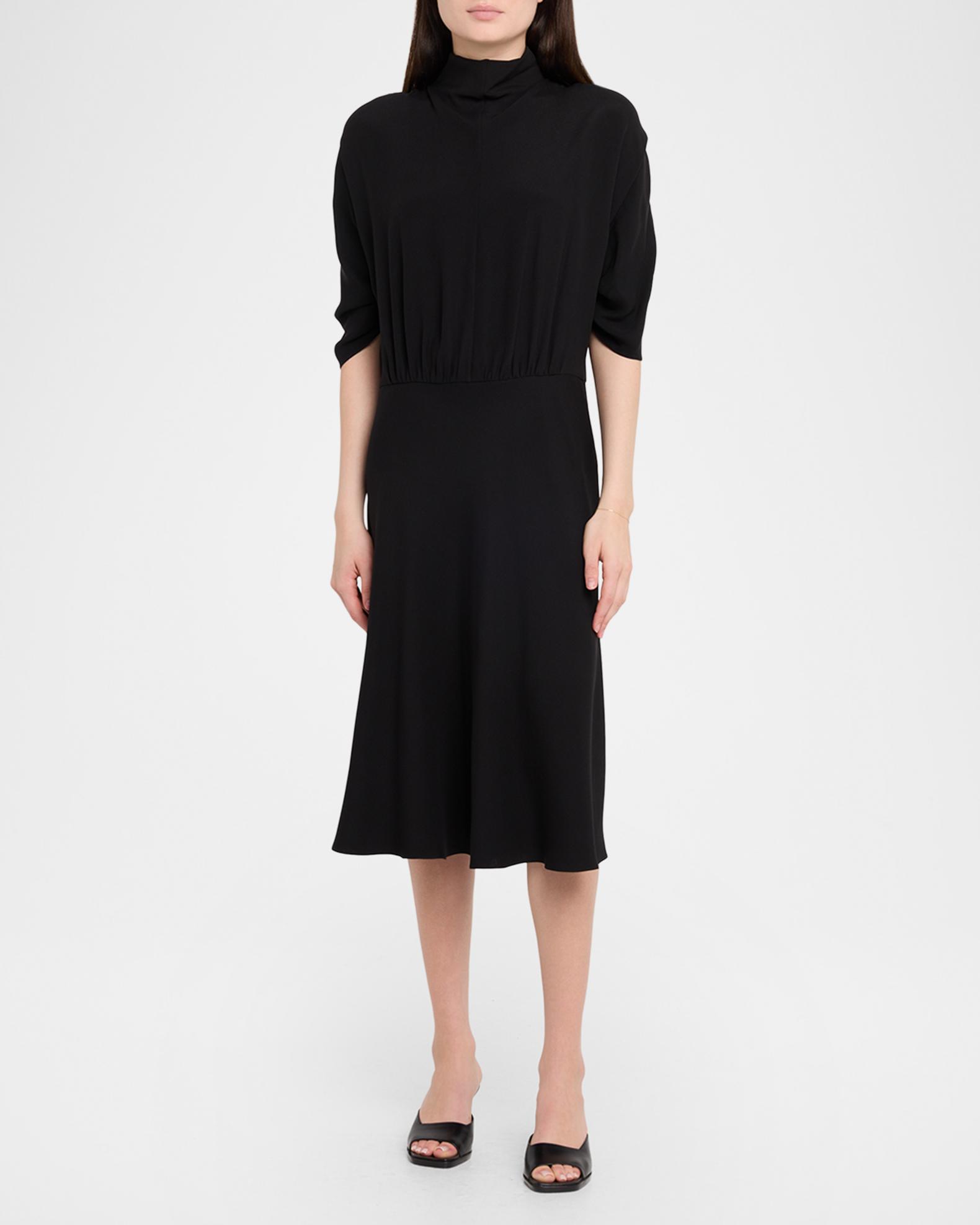 The Row Emmeline Short-Sleeve Silk Midi Dress | Neiman Marcus