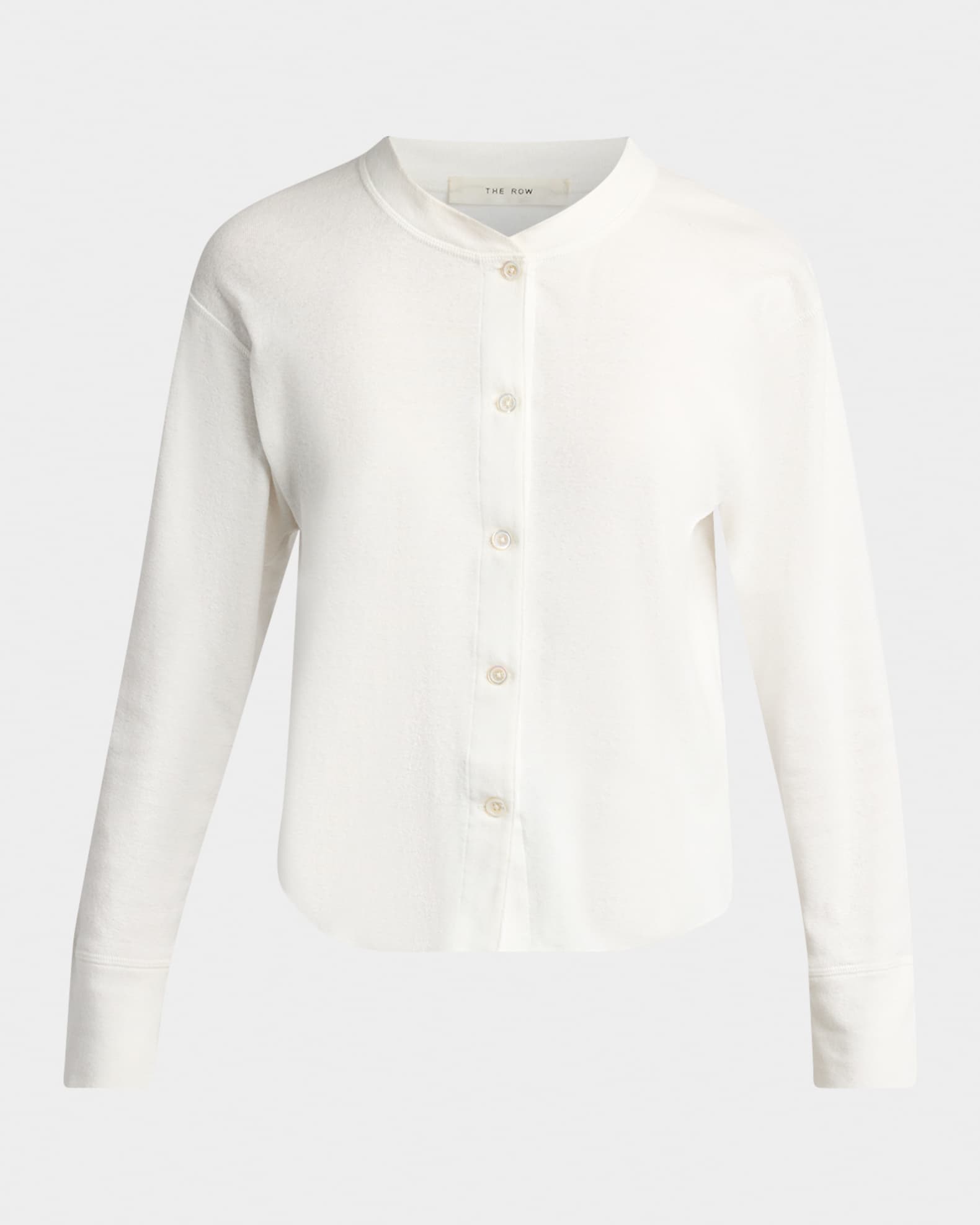 THE ROW Gano Cropped Cotton Jersey Henley Shirt | Neiman Marcus