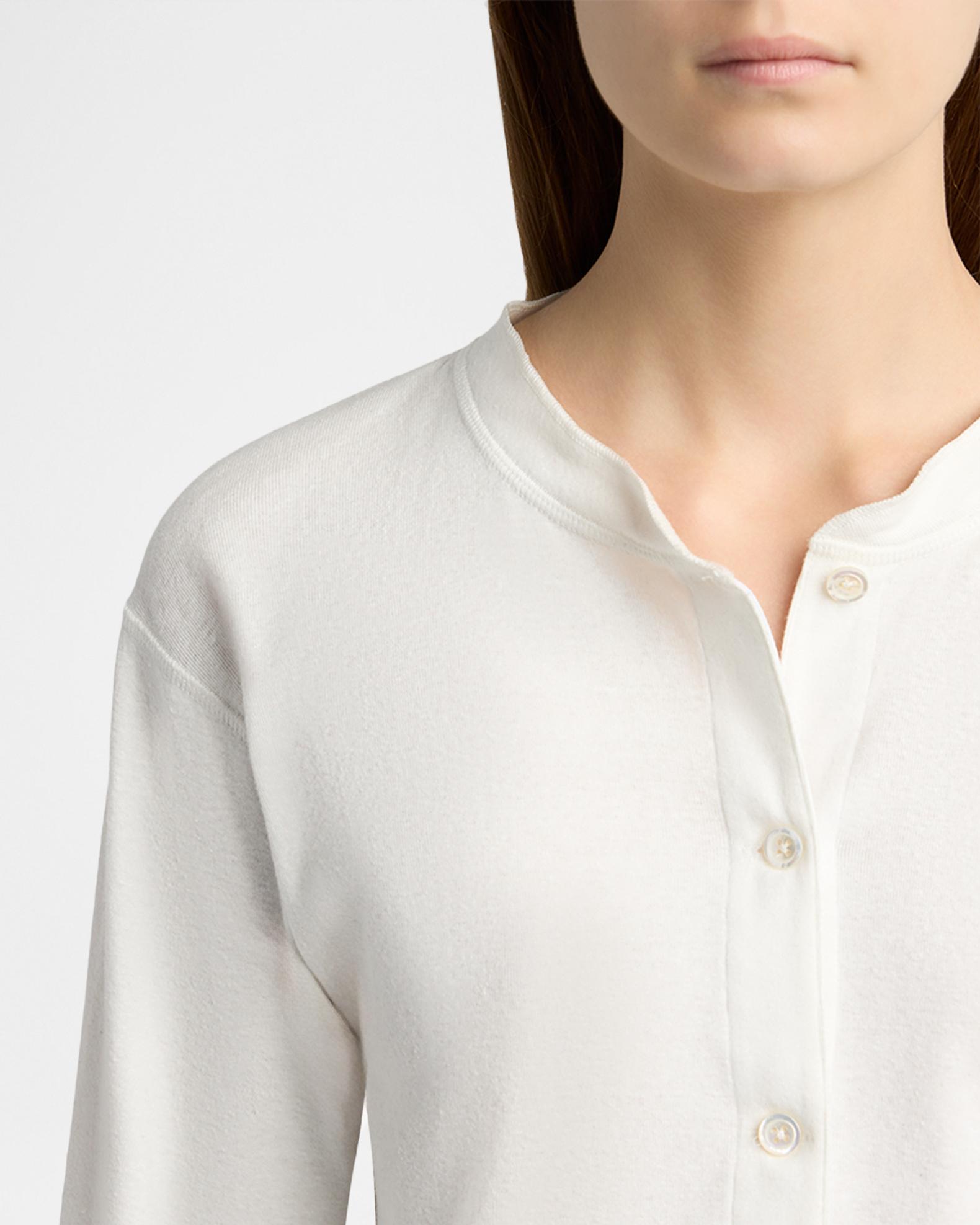 THE ROW Gano Cropped Cotton Jersey Henley Shirt | Neiman Marcus