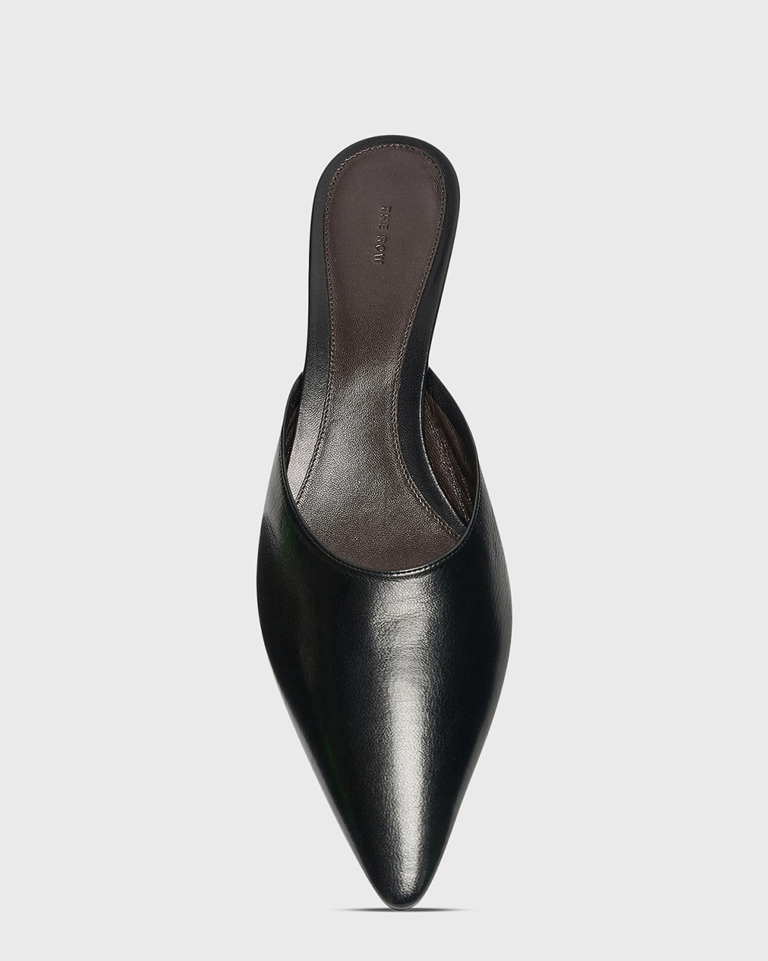 The Row Liisa Leather Kitten-Heel Mules | Neiman Marcus
