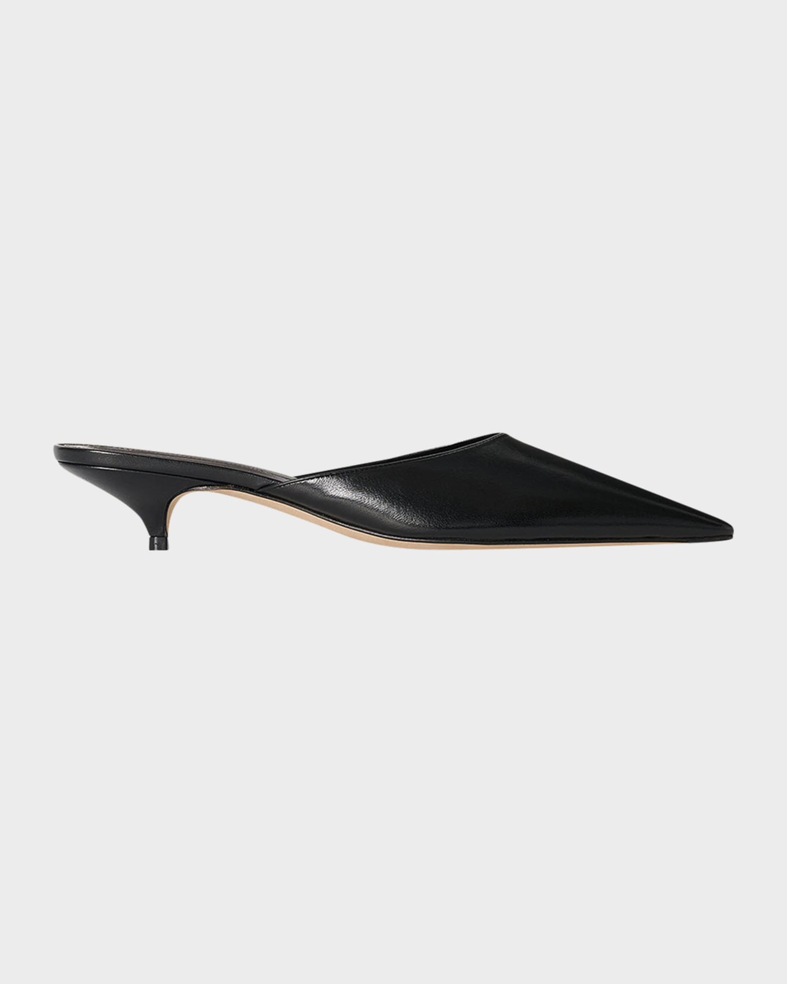 THE ROW Liisa Leather Kitten-Heel Mules | Neiman Marcus