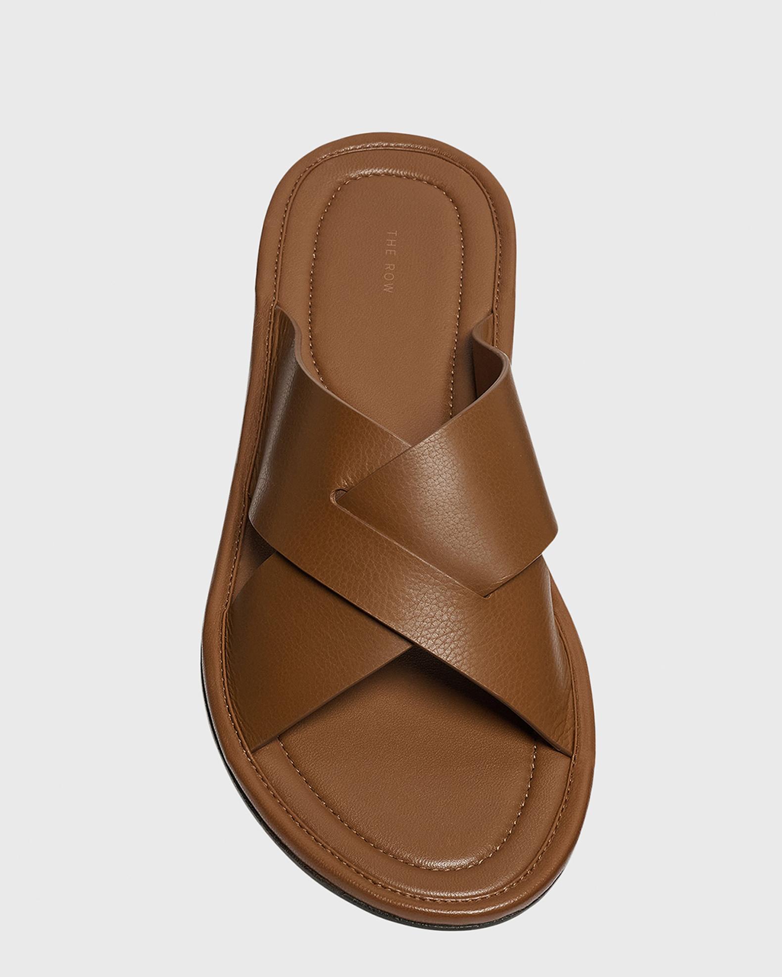 SECTION X Mens Leather Brown Crisscross Toe Ring Slide Sandals Size 11 Men main image 2
