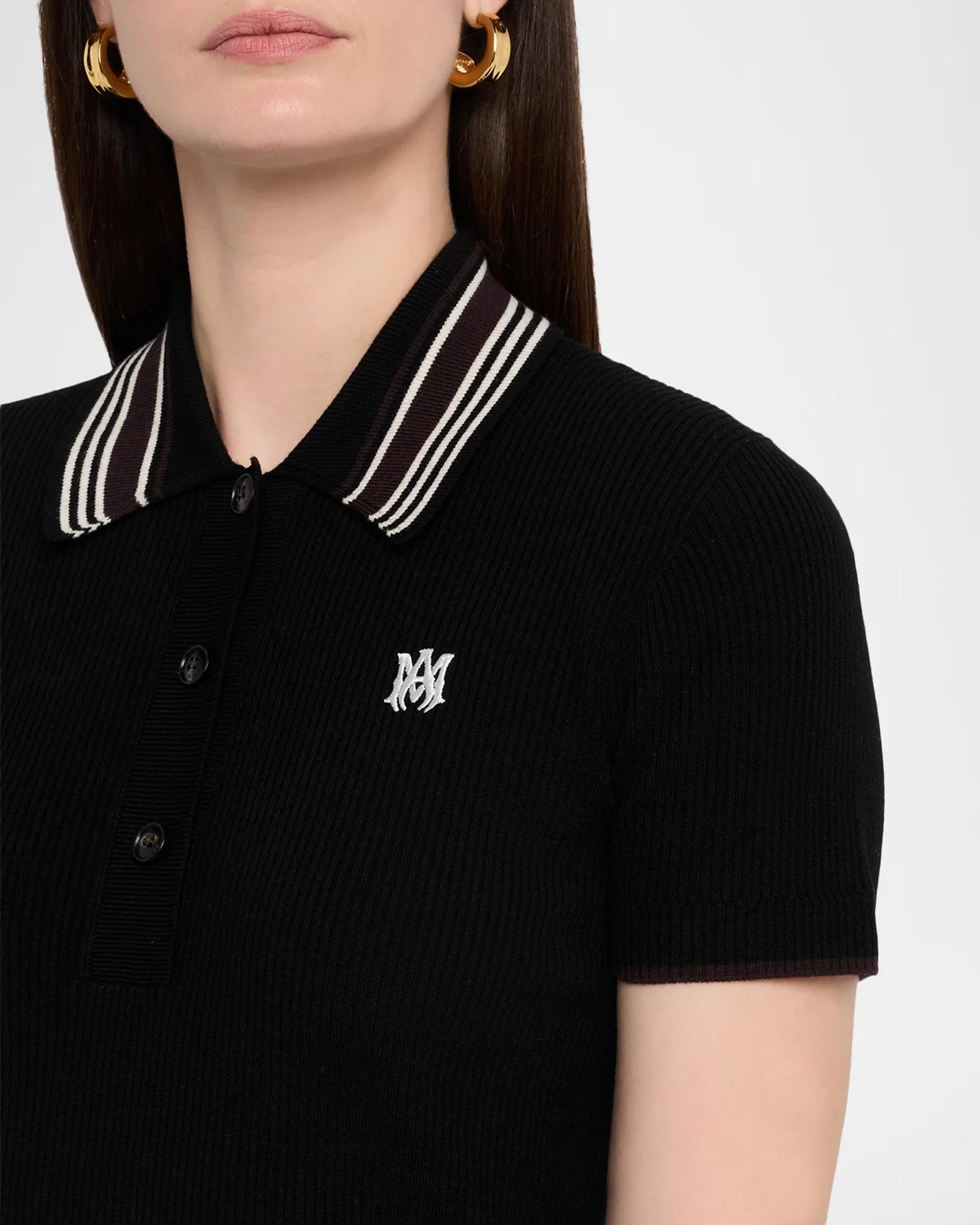 Amiri MA Striped Rib Short-Sleeve Polo Sweater | Neiman Marcus