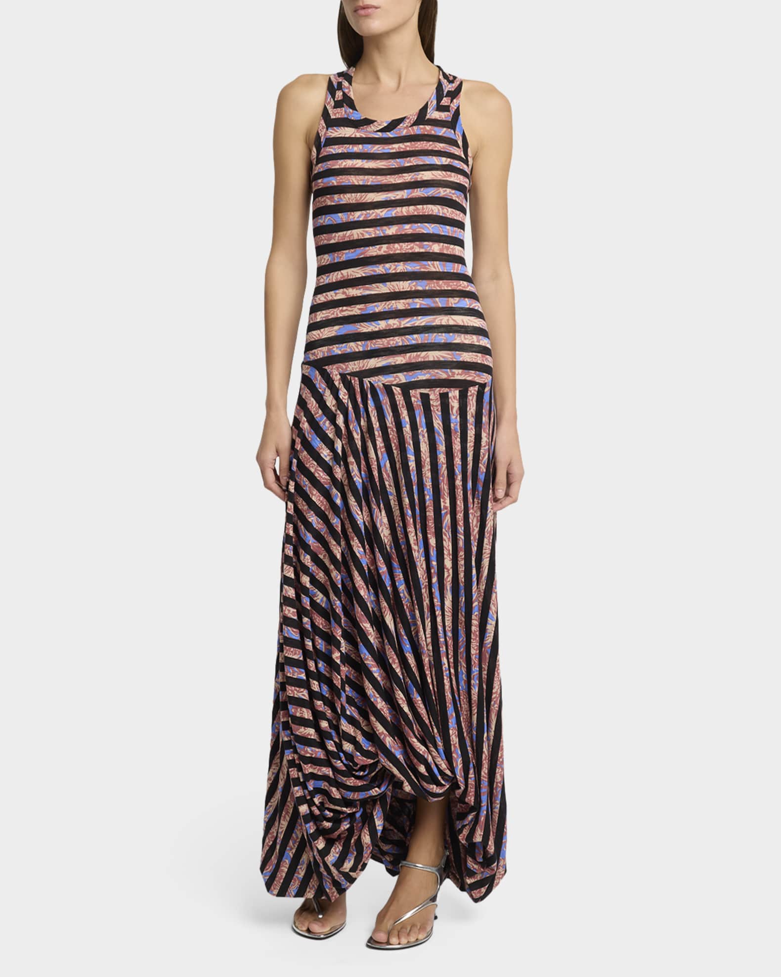Proenza Schouler Nour Floral Striped Bubble Maxi Tank Dress | Neiman Marcus