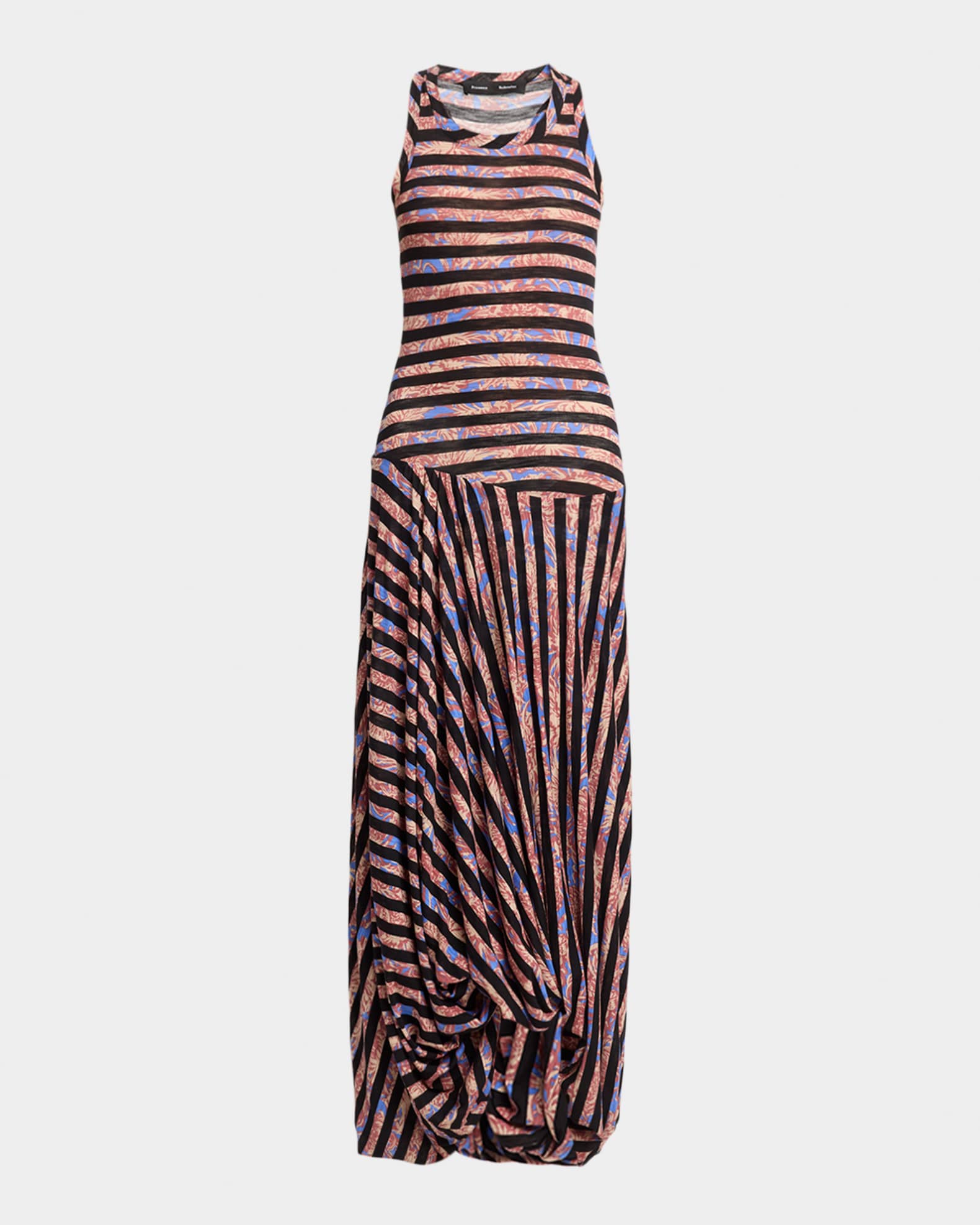 Proenza Schouler Nour Floral Striped Bubble Maxi Tank Dress | Neiman Marcus
