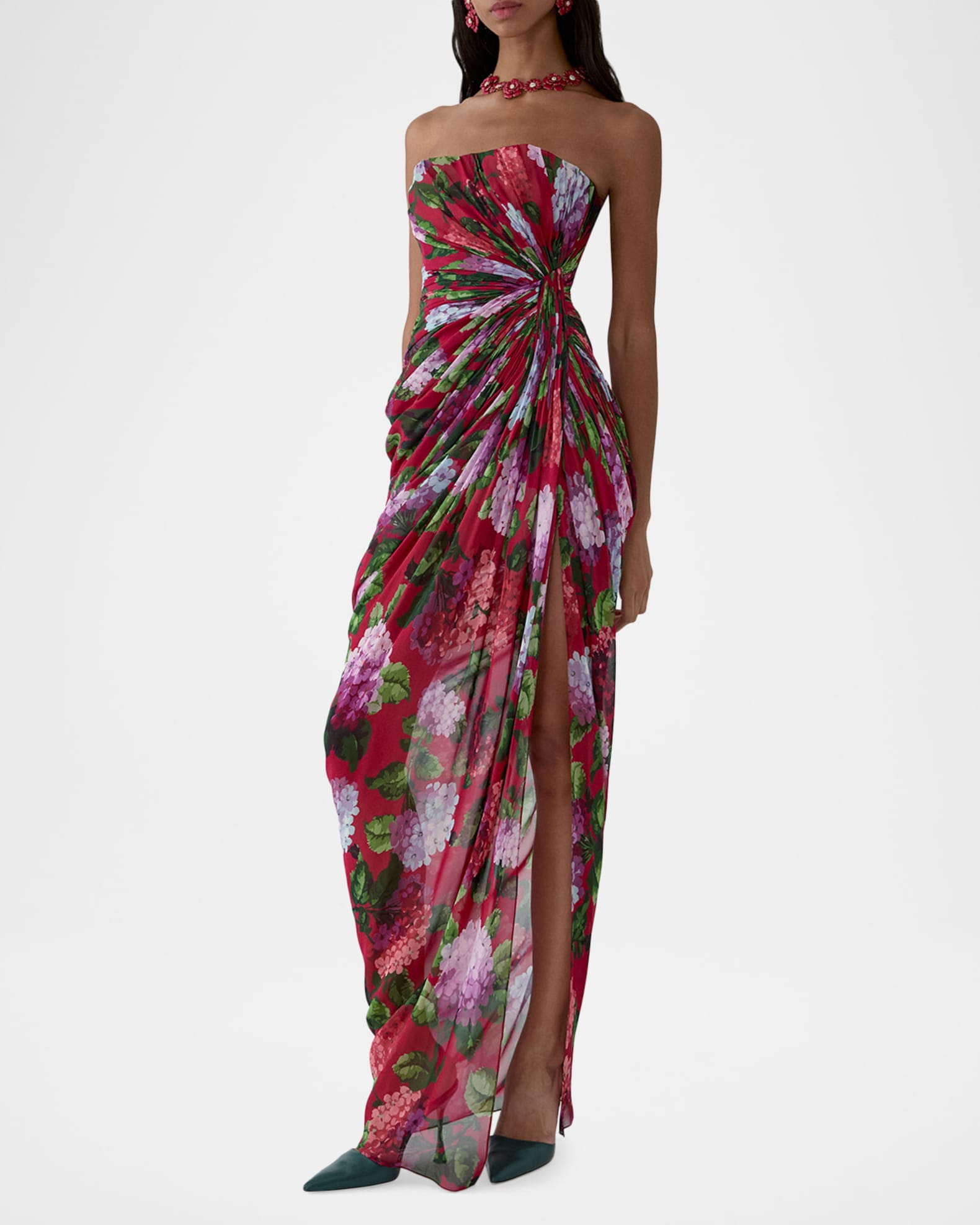 carolina herrera floral silk dress Floral silk gown in blue - Carolina Herrera