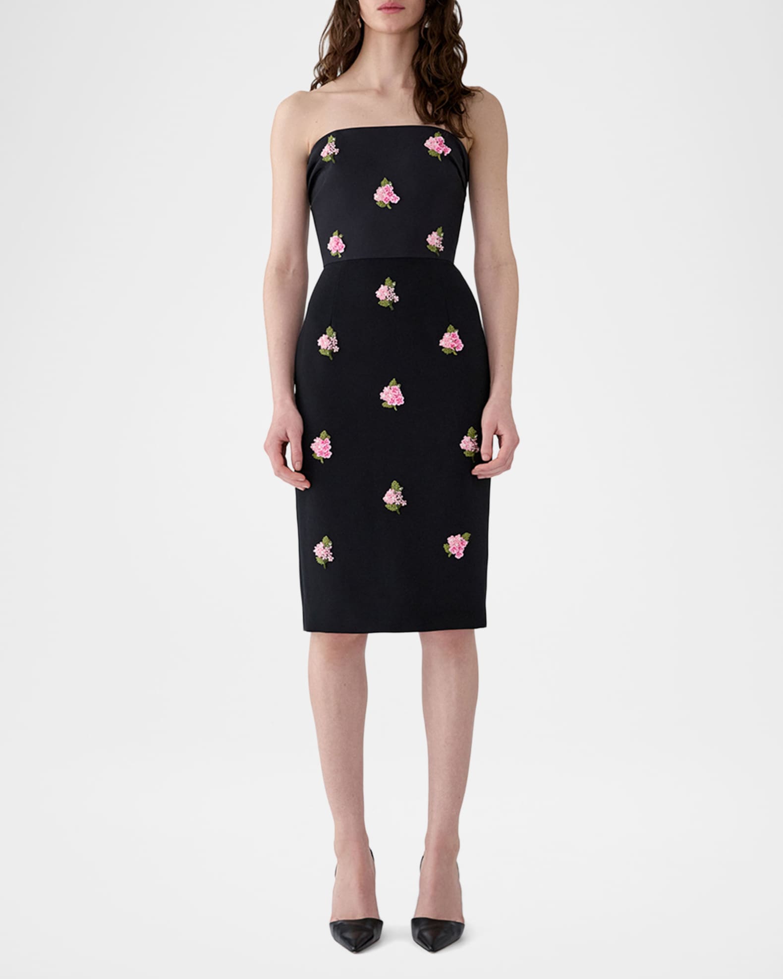 floral embroidered sheath dress Sleeveless Illusion Floral Embroidery Sheath Dress In Navy Ecru, Navy/Ecru / Regular / 2