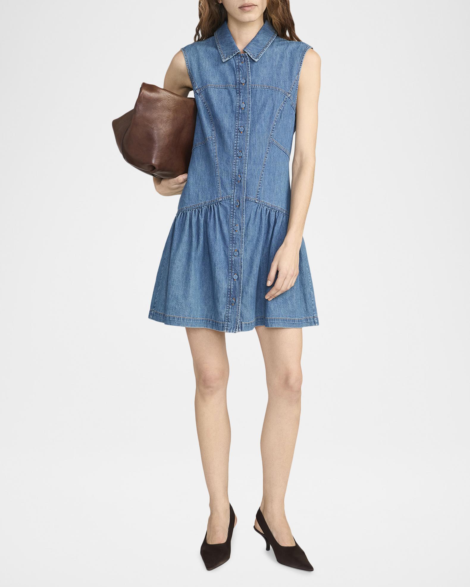 frame micro flare denim dress FRAME Micro Flare Denim Dress in Blue