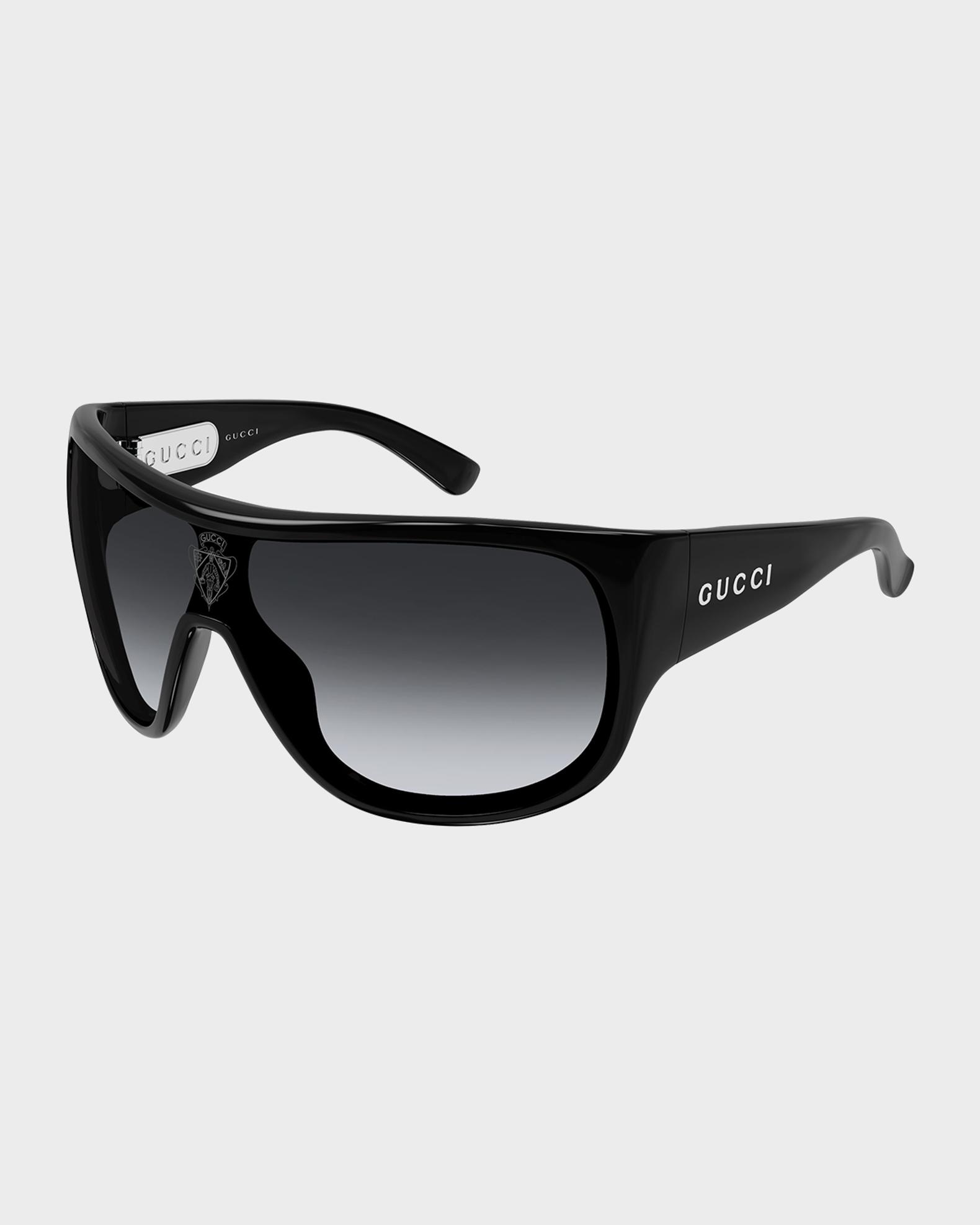 Gucci GG2168S 008 Sunglasses Shiny Black Shield Frame, Grey Gradient Lenses Gucci Men main image 3