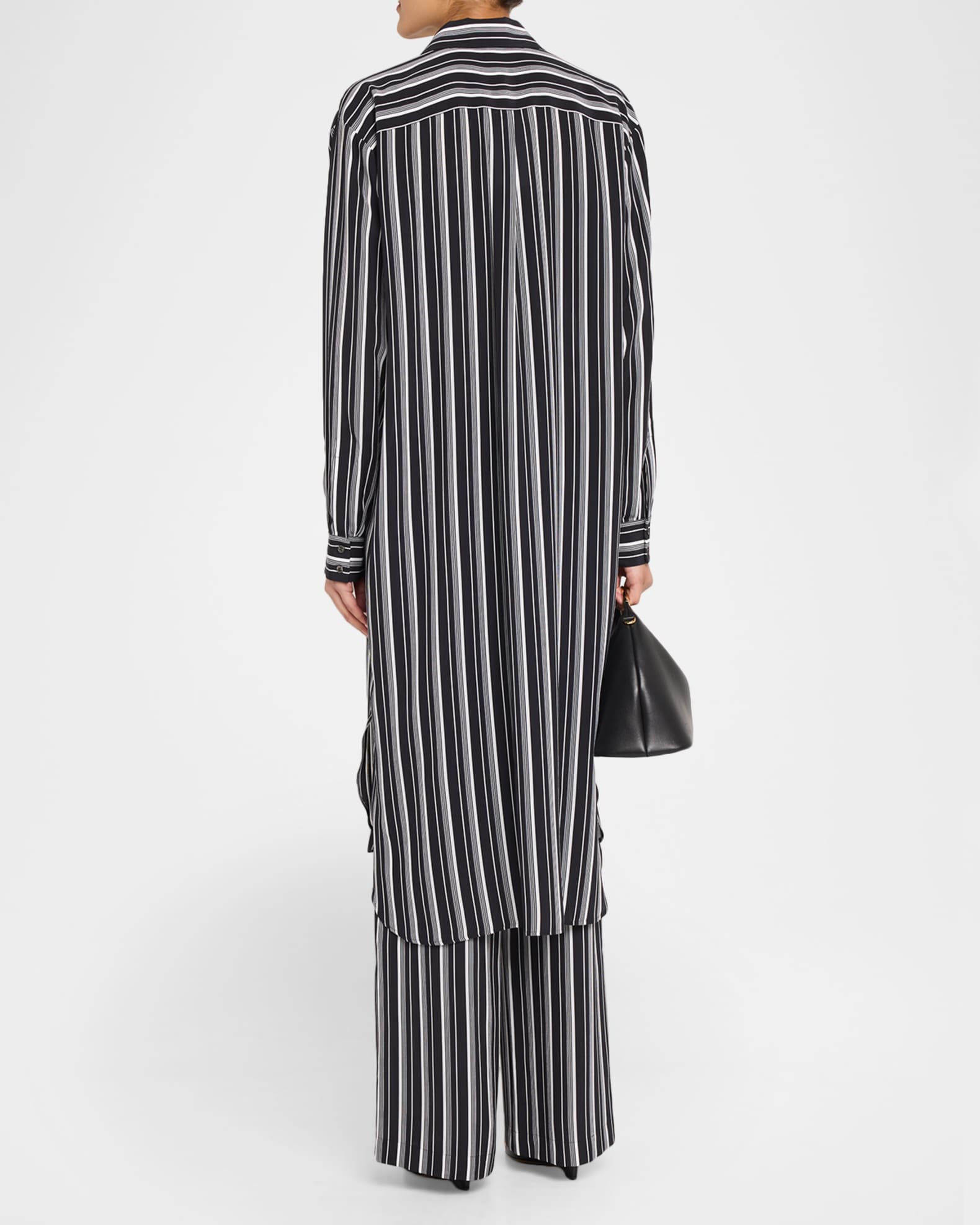 Michael Kors Collection Striped Silk Long-Sleeve Midi Shirtdress | Neiman  Marcus