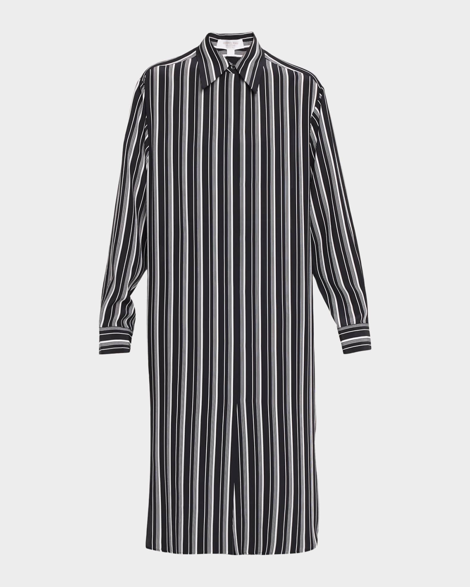 Michael Kors Collection Striped Silk Long-Sleeve Midi Shirtdress | Neiman  Marcus