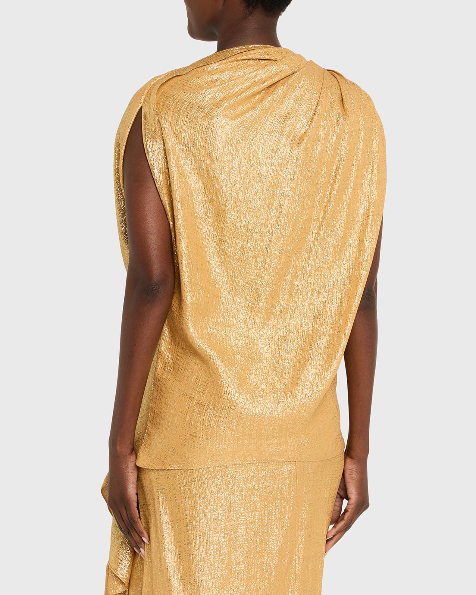 michael kors gold lame dress Collection Asymmetric Draped Top, Cashew/Gold, Women's, XS Shirts Tops Blouses Tops & Blouses Wrap dress