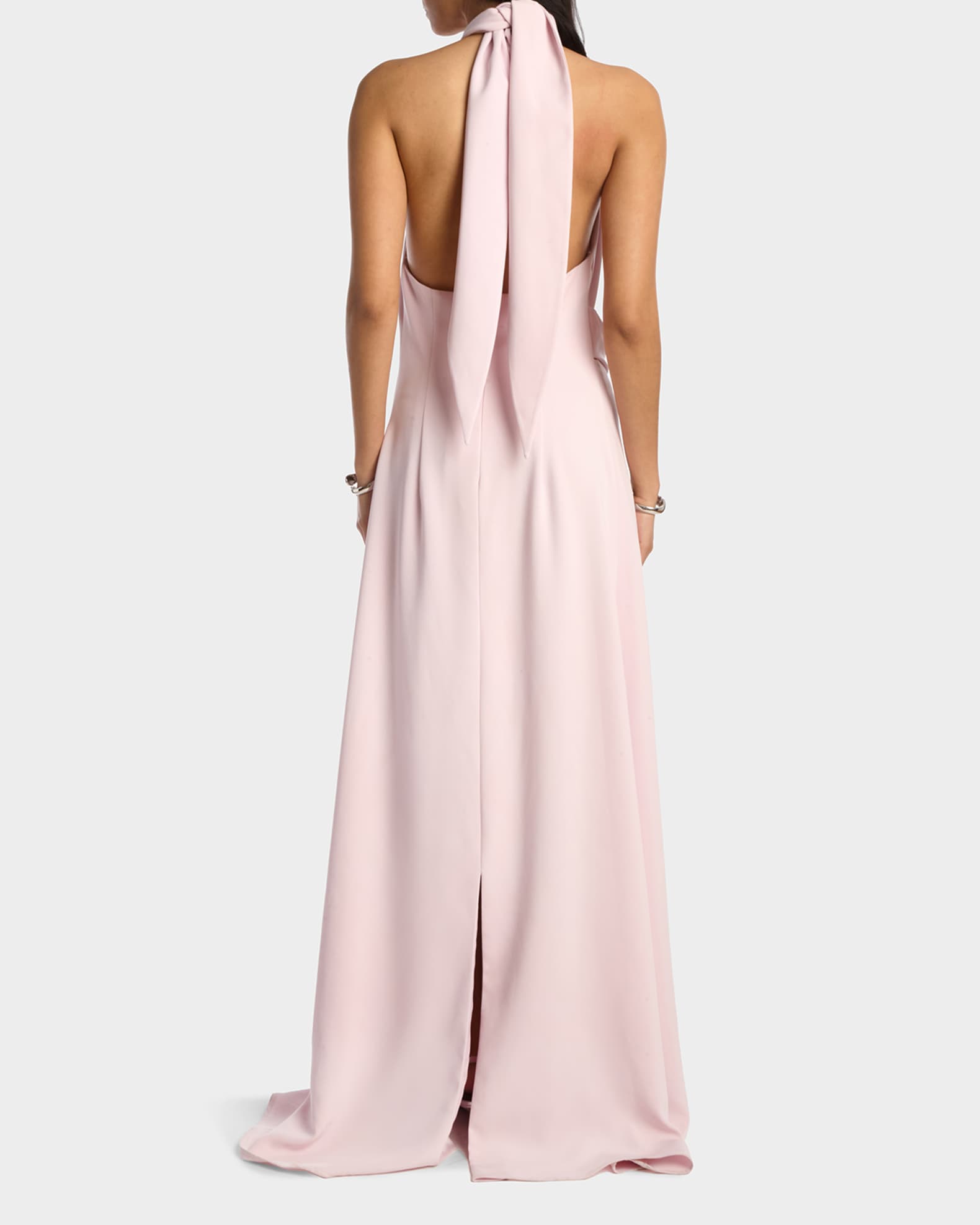 Kate Barton Kate Twist-Front Halter Crepe Gown | Neiman Marcus