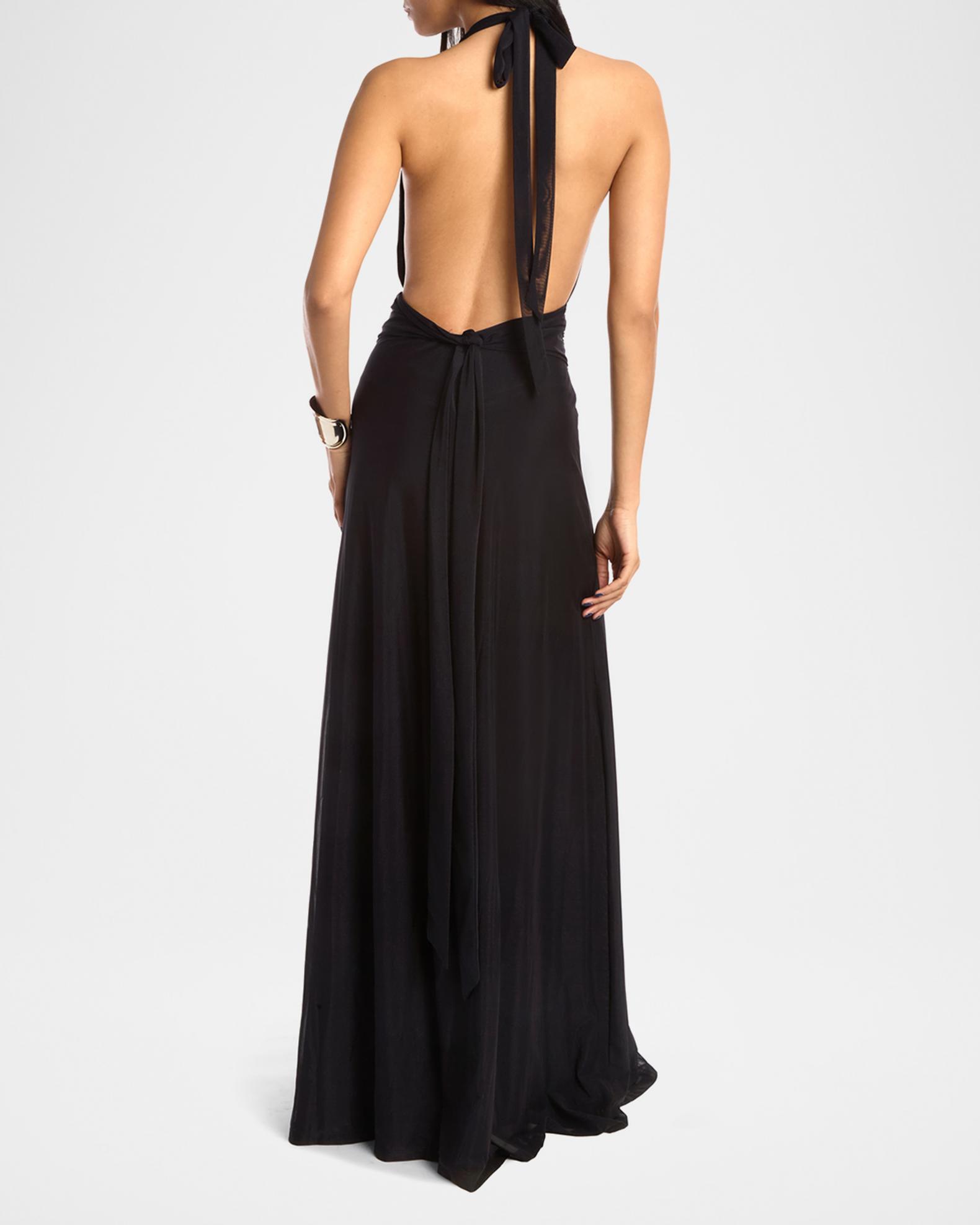 Kate Barton Backless Embellished Plunge Halter Gown | Neiman Marcus