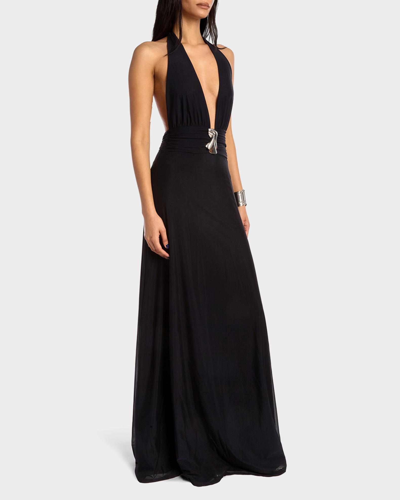 Kate Barton Backless Embellished Plunge Halter Gown | Neiman Marcus