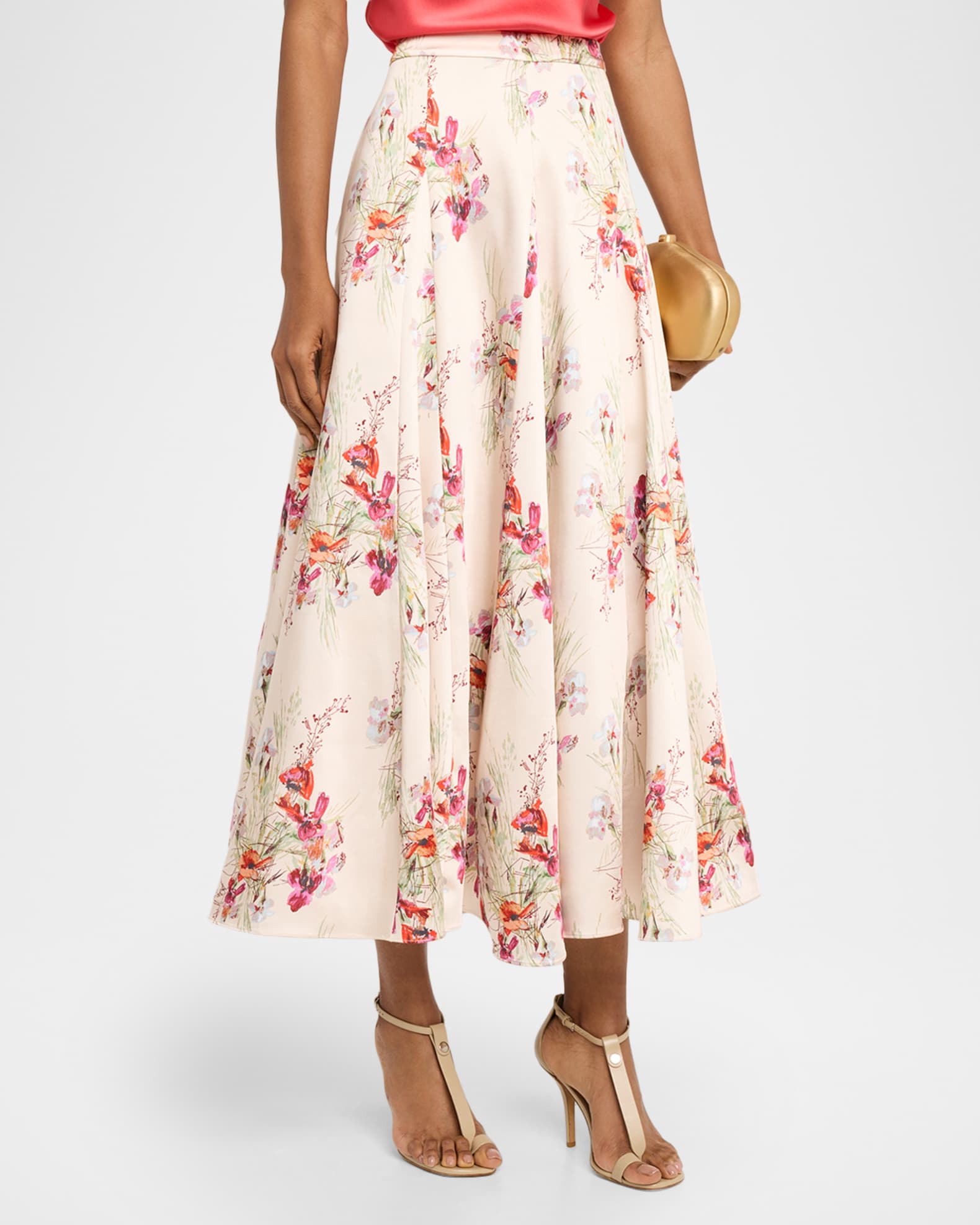 Cinq a Sept Hilda Iris Bouquet A-Line Midi Skirt | Neiman Marcus