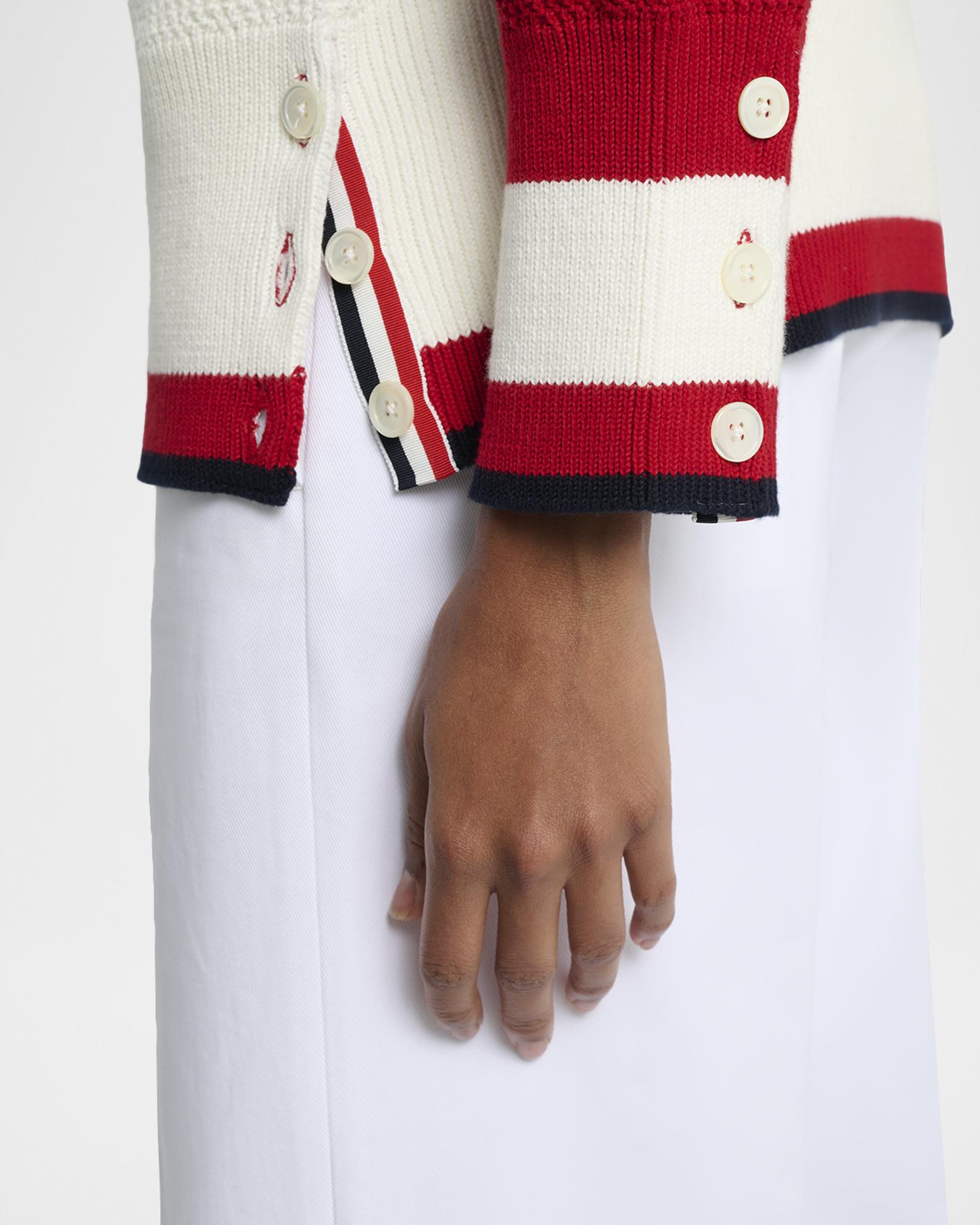 Thom Browne Classic Stripe Tennis V-Neck Cardigan | Neiman Marcus