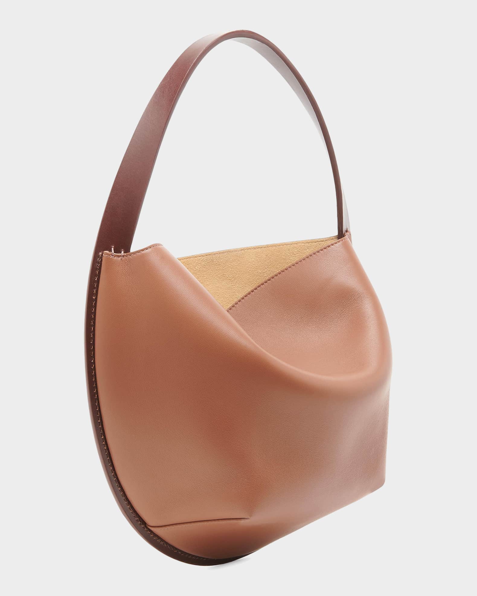 Jil Sander Pivot Oval Leather Hobo Bag | Neiman Marcus