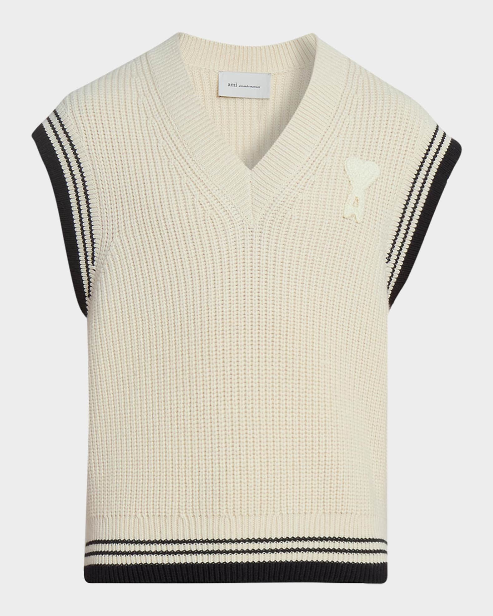 Ami Paris Men's Crochet-Ami De Coeur Wool and Cotton Knit Vest