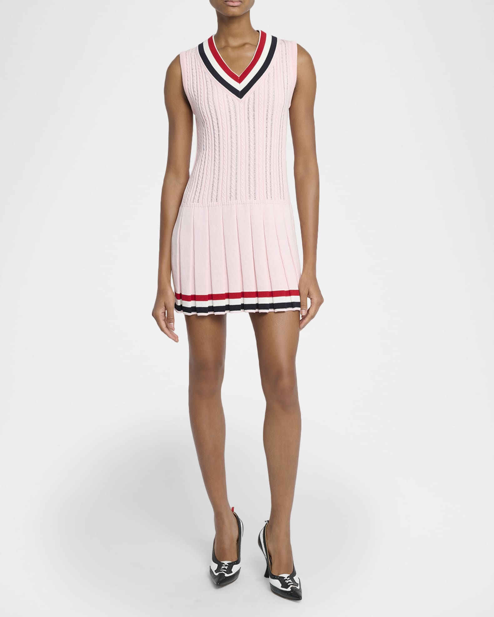Women's Cricket Rwb Stripe Baby Ladder Cable Mini Dress in Light Pink Size 36
