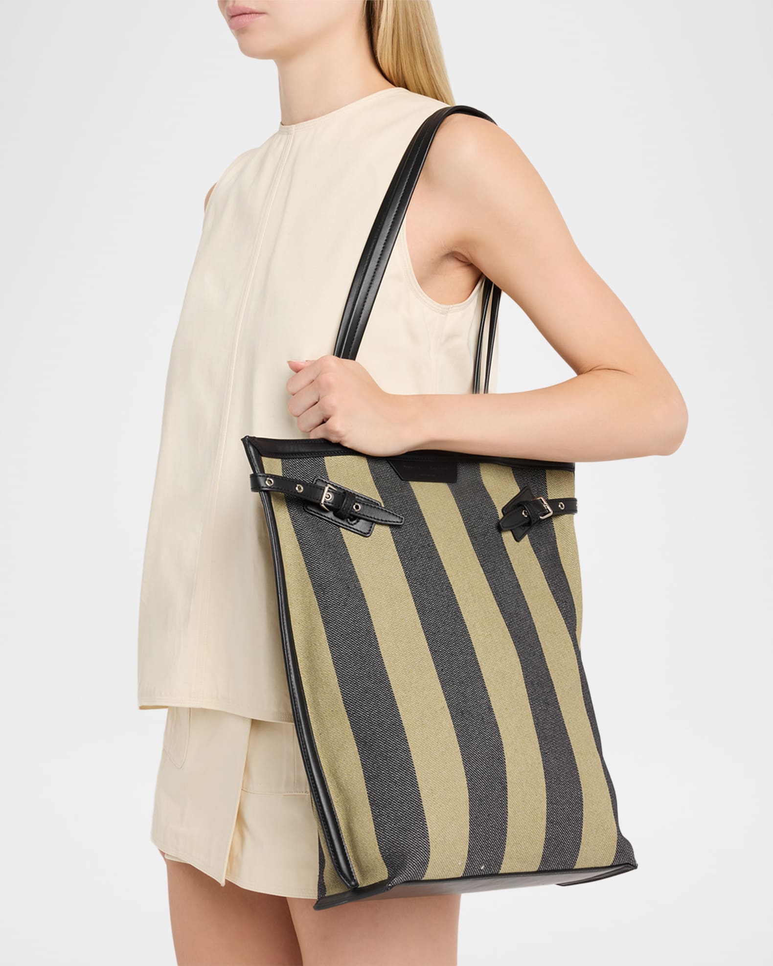 Proenza Schouler Striped Canvas North-South Tote Bag | Neiman Marcus