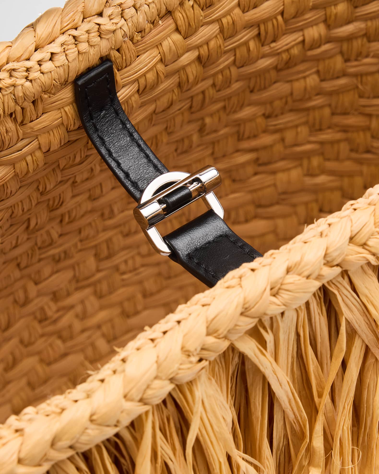 Proenza Schouler Fringe-Trim Raffia Bucket Bag | Neiman Marcus
