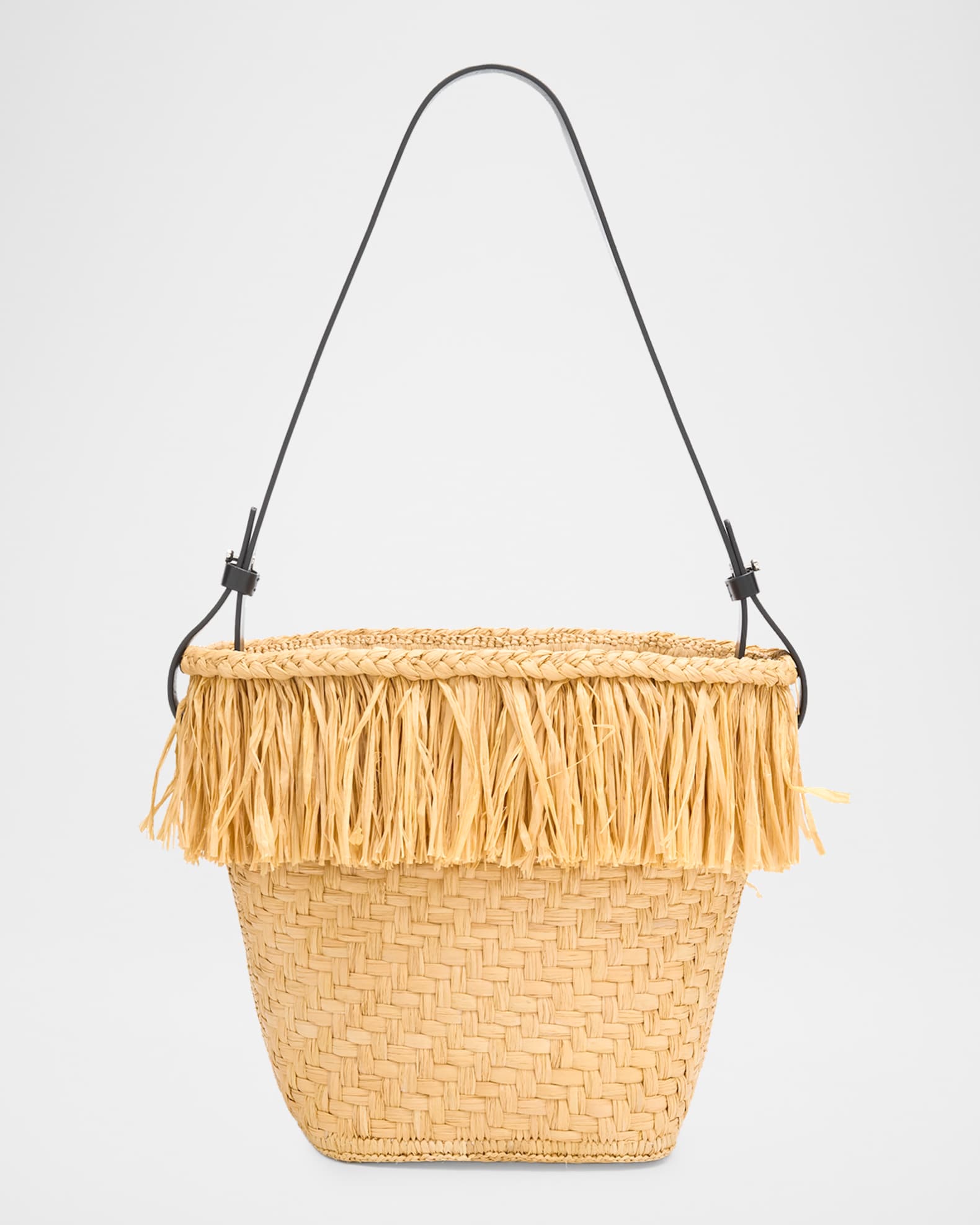 Proenza Schouler Fringe-Trim Raffia Bucket Bag | Neiman Marcus