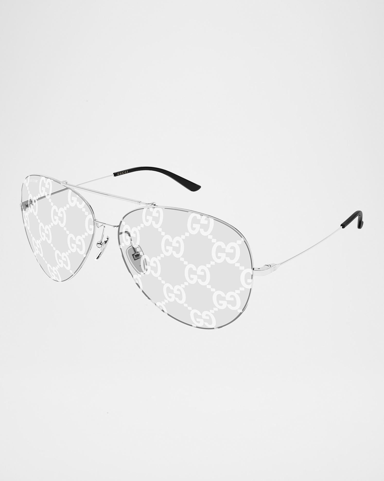 Gucci Guccissima 65mm Metal Pilot Sunglasses | Neiman Marcus