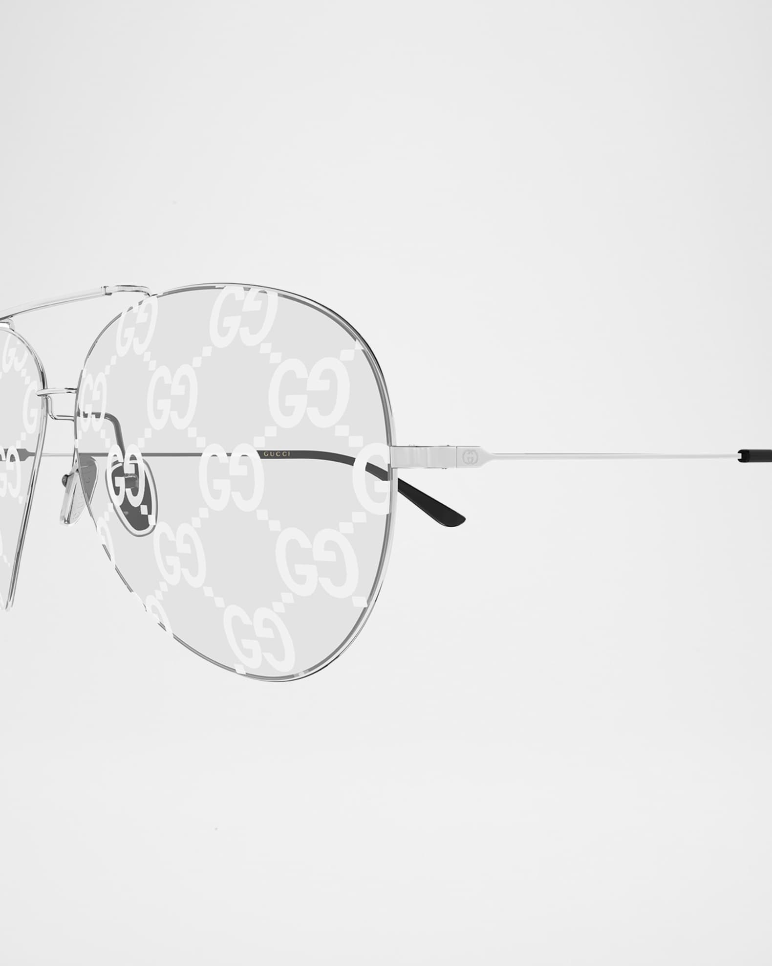 Gucci Guccissima 65mm Metal Pilot Sunglasses | Neiman Marcus