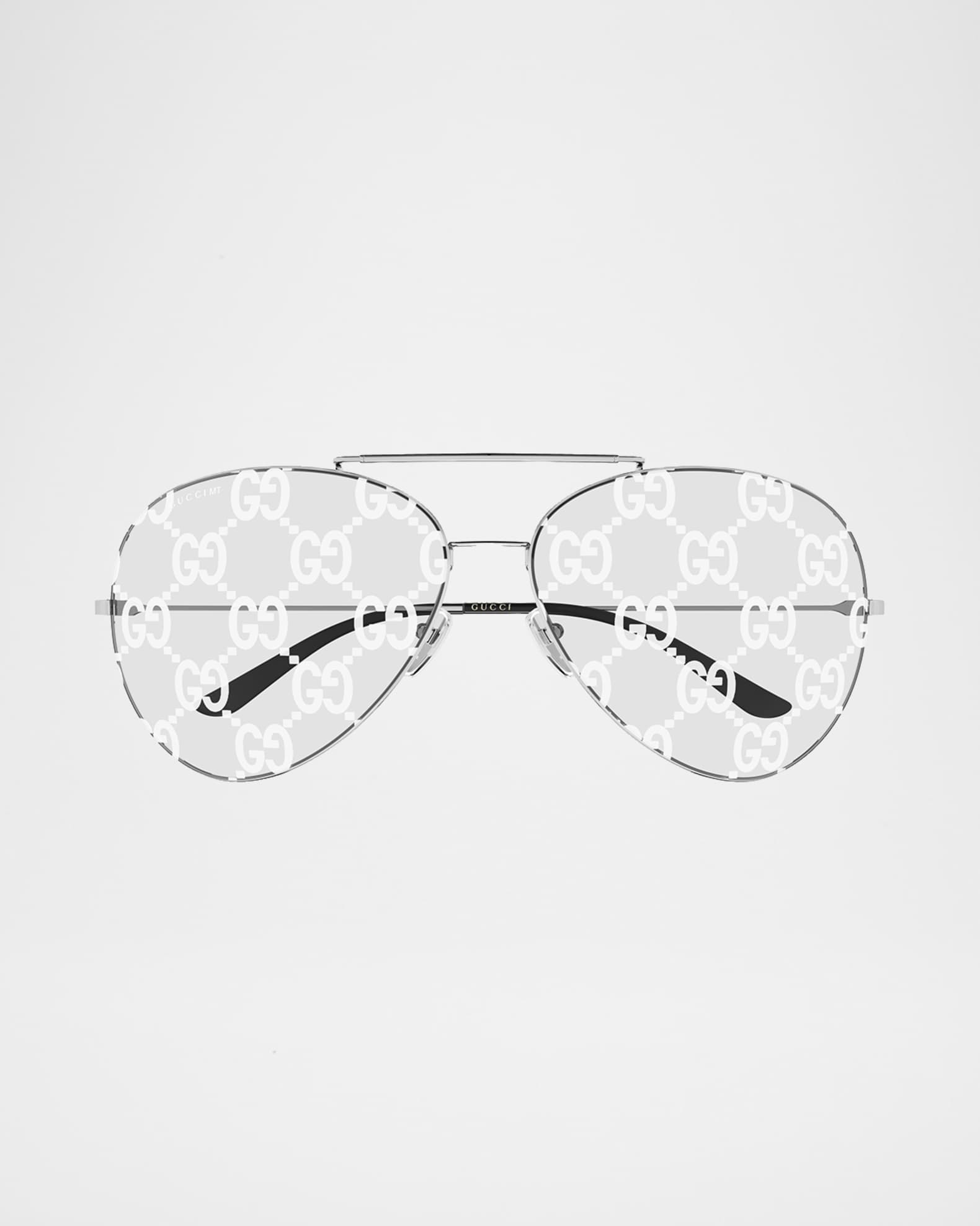 Gucci Guccissima 65mm Metal Pilot Sunglasses | Neiman Marcus