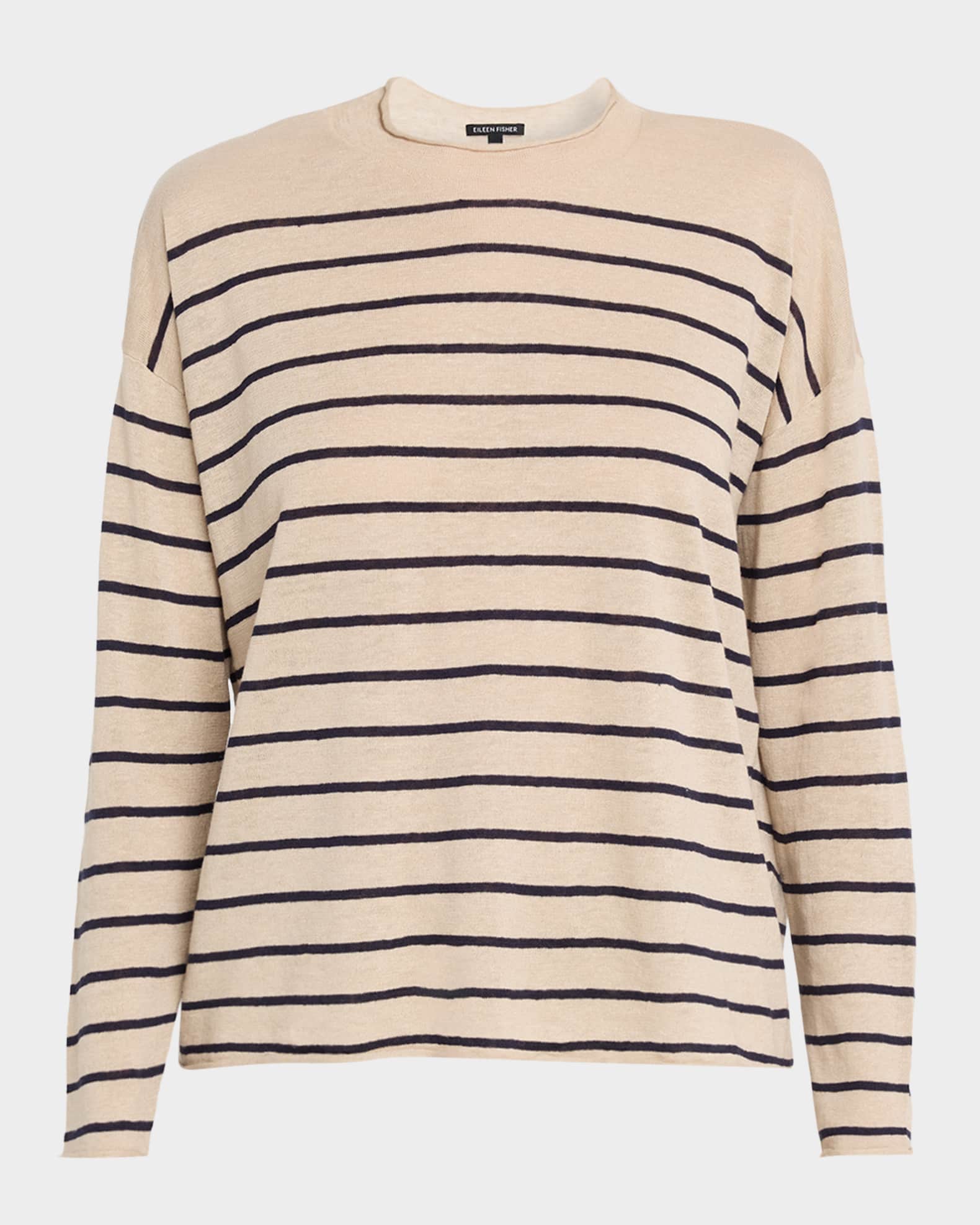 Eileen Fisher Striped Organic Linen-Organic Cotton Sweater
