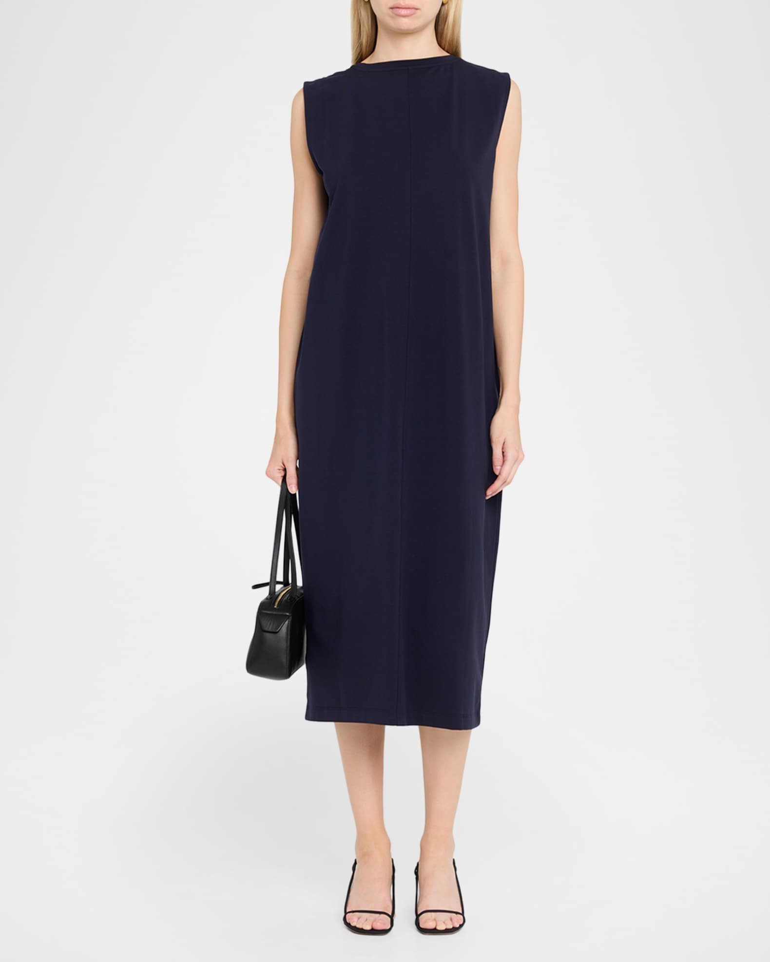Eileen Fisher Sleeveless High-Neck Jersey Midi Shift Dress | Neiman Marcus