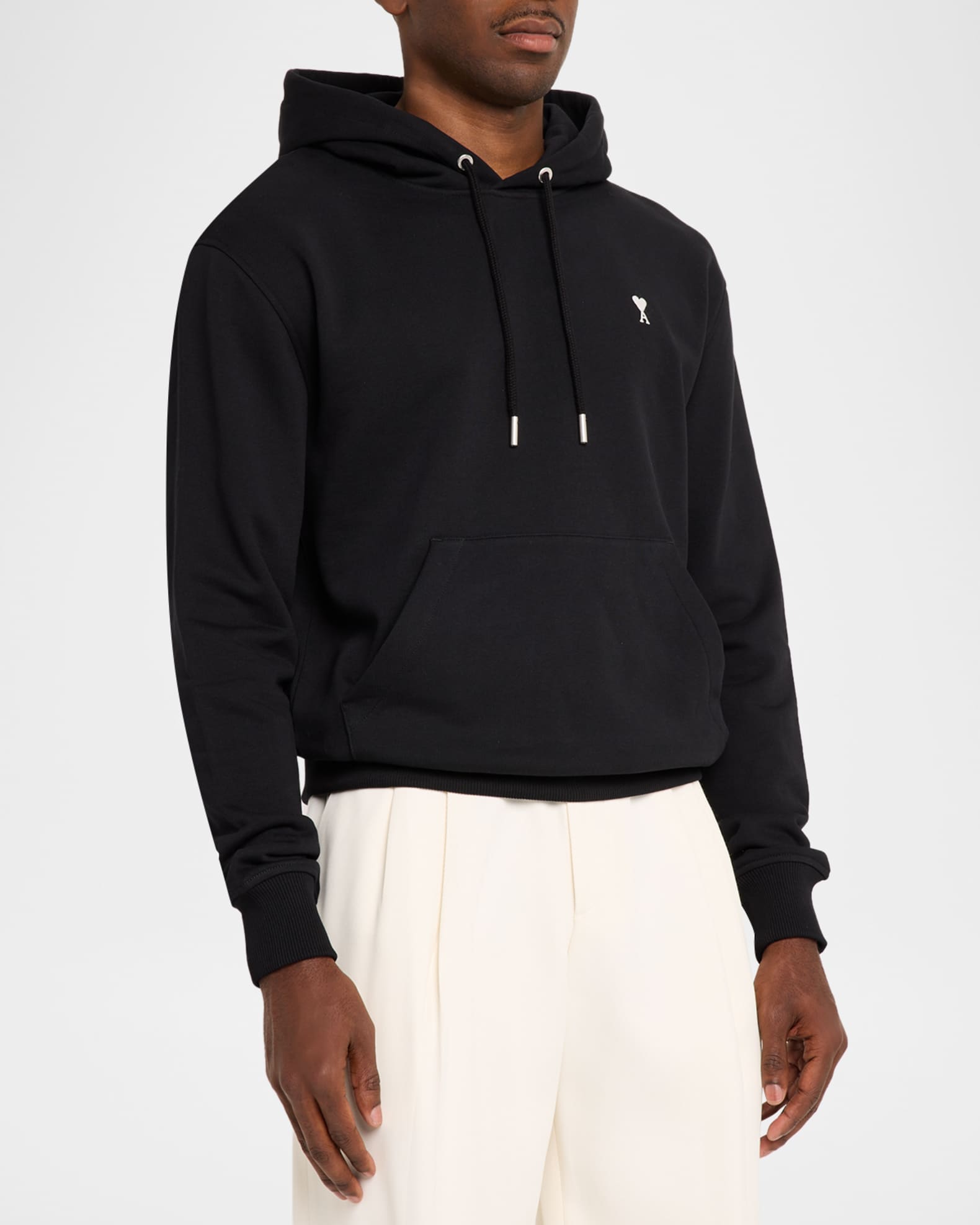 Ami Paris Men's Quota Contrast-Embroidered Cotton Hoodie | Neiman