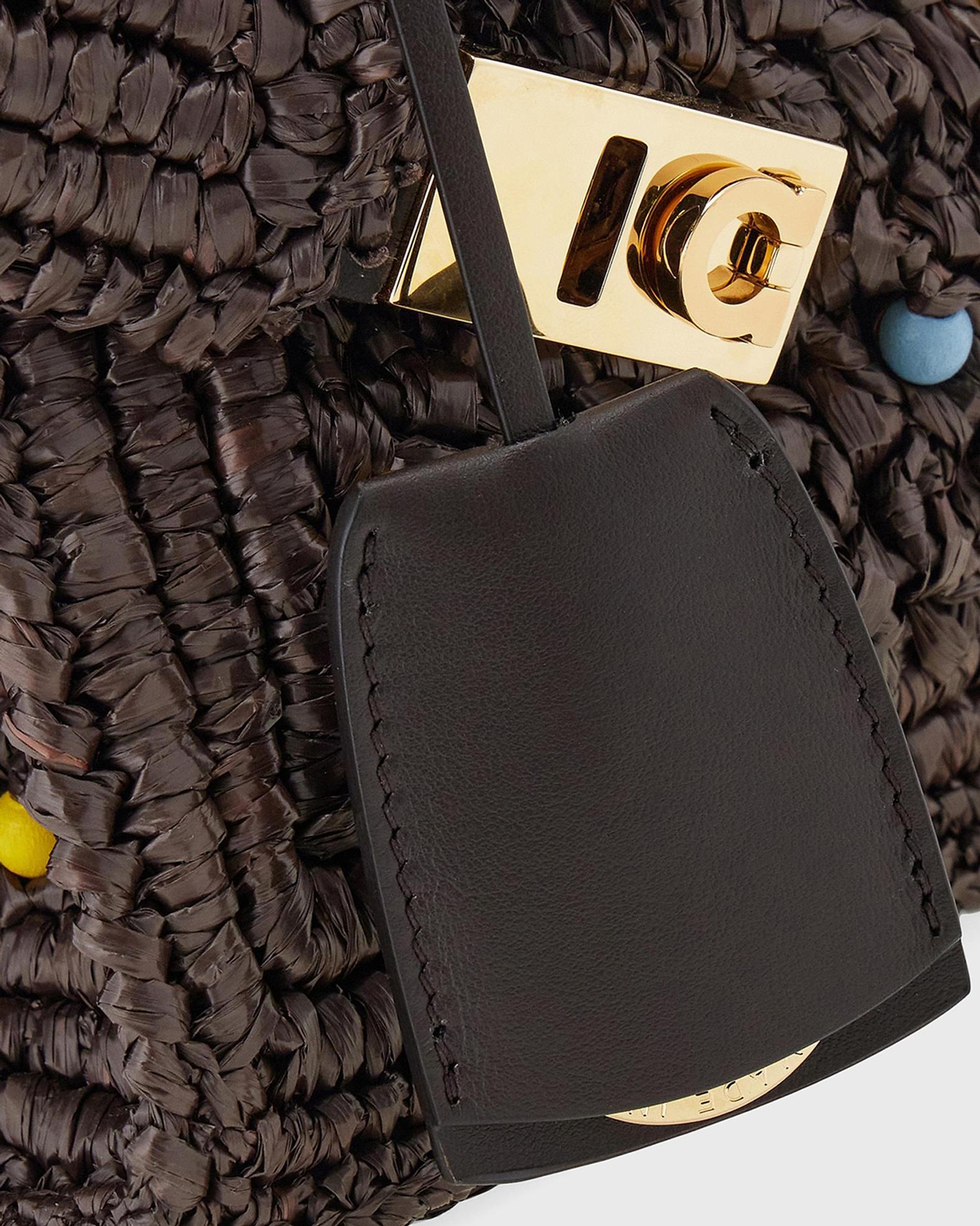FERRAGAMO Hug Beaded Raffia Top-Handle Bag | Neiman Marcus