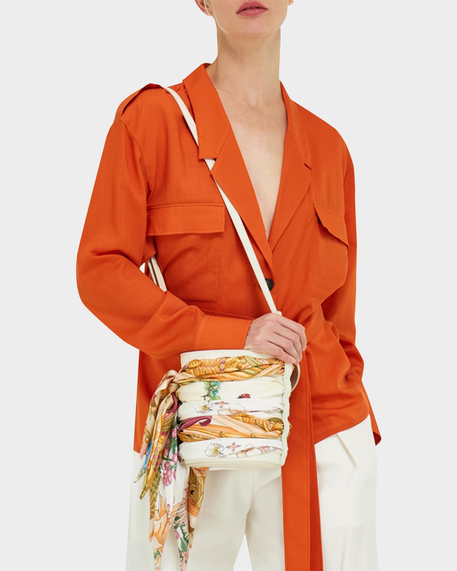 FERRAGAMO Scarf-Wrapped Leather Bucket Bag | Neiman Marcus