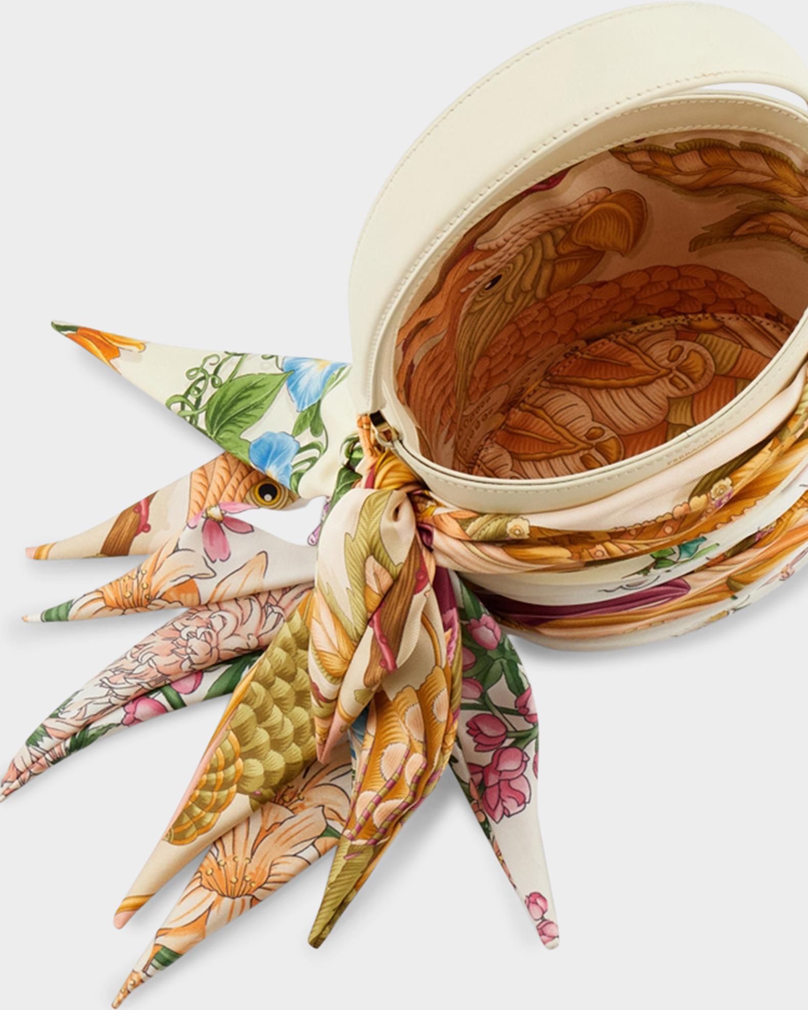 FERRAGAMO Scarf-Wrapped Leather Bucket Bag | Neiman Marcus