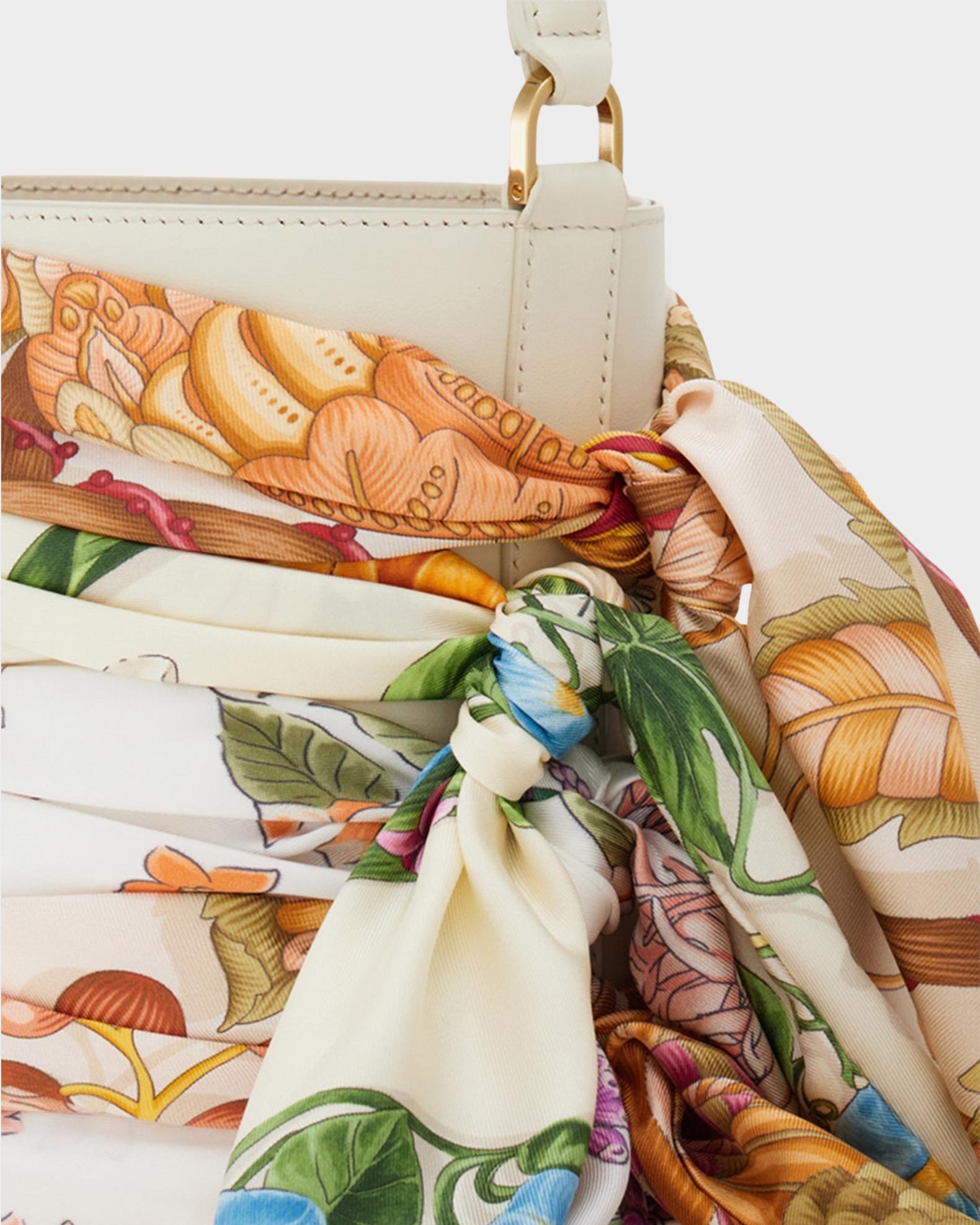 FERRAGAMO Scarf-Wrapped Leather Bucket Bag | Neiman Marcus