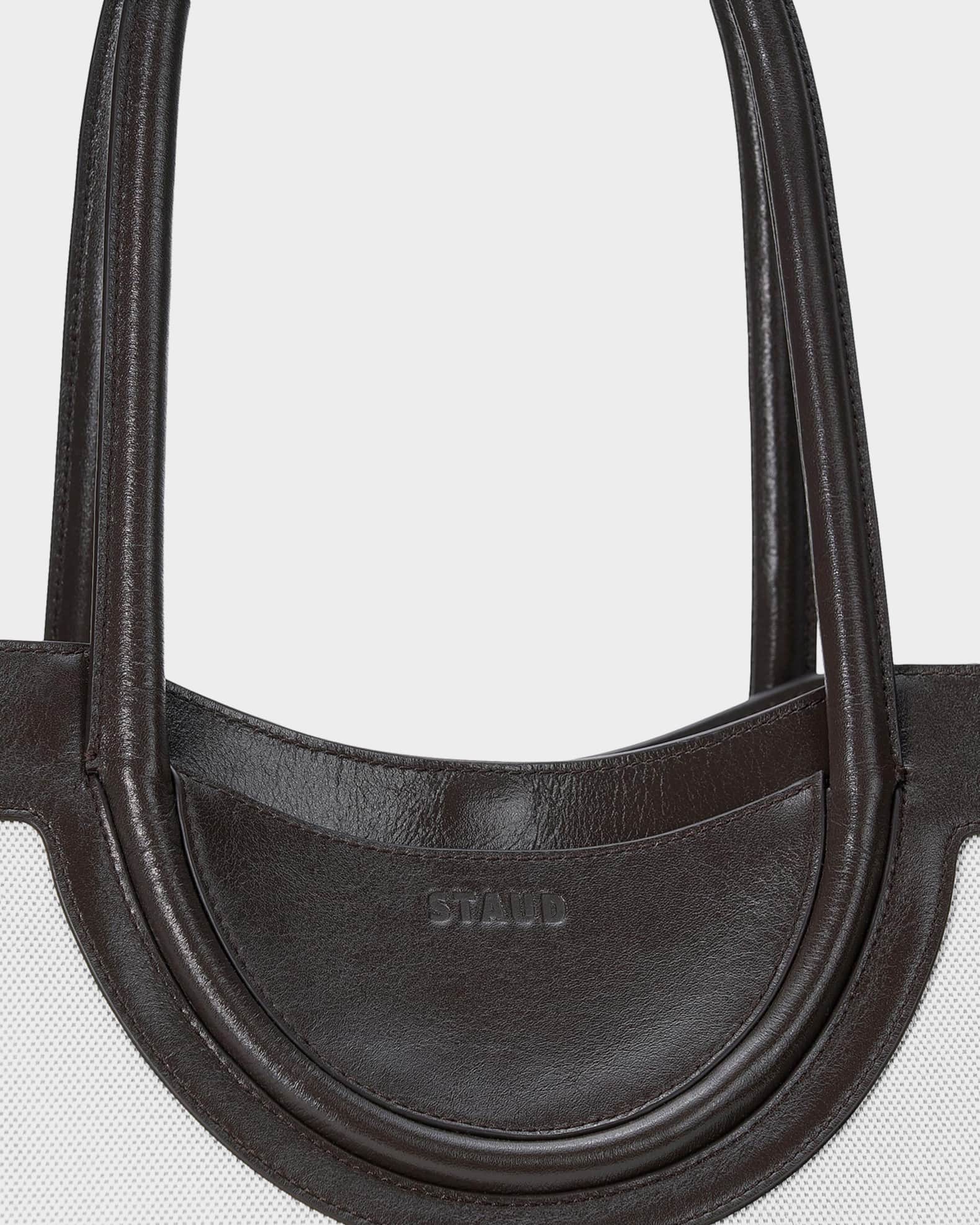 STAUD Maude Leather-Trim Canvas Tote Bag | Neiman Marcus