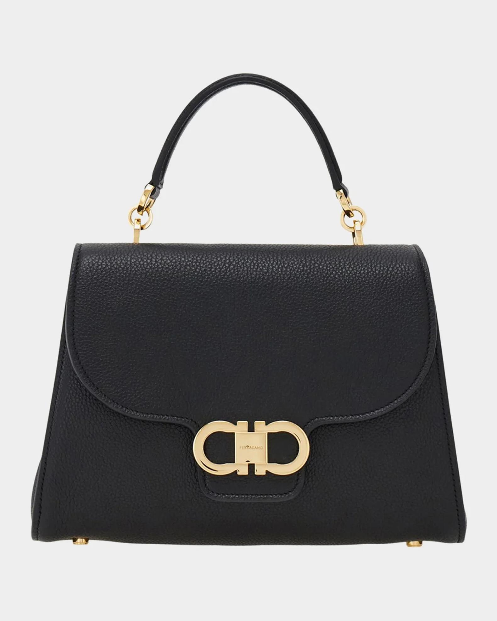 FERRAGAMO Double Gancio Leather Top-Handle Bag | Neiman Marcus