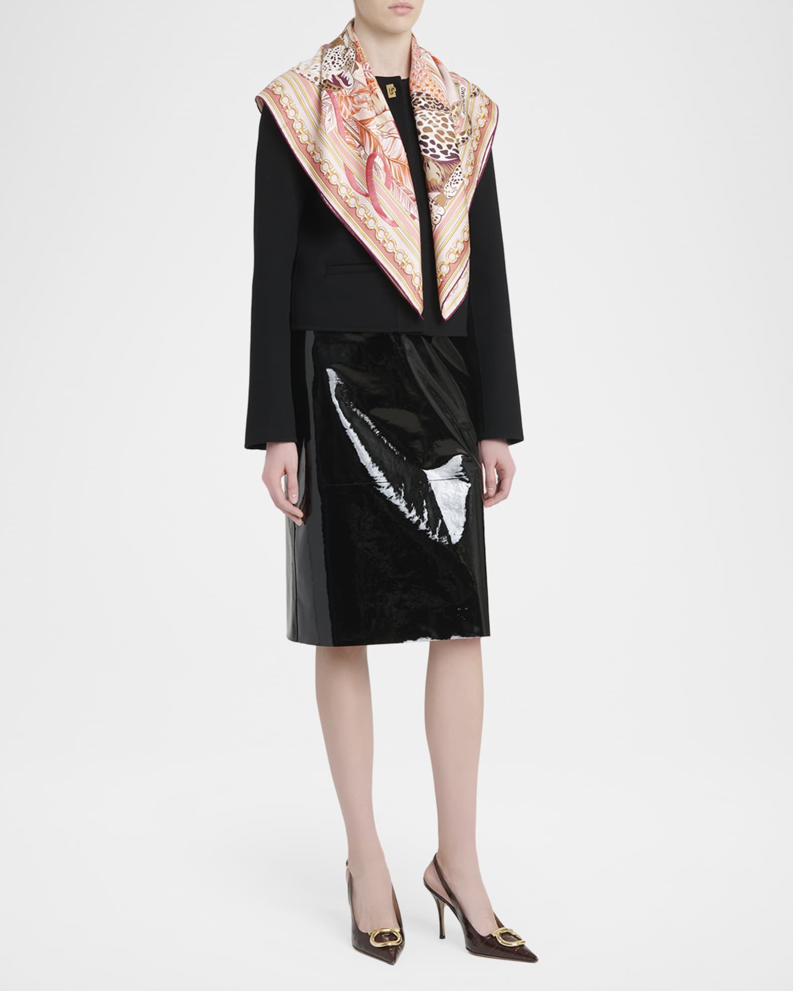 Ferragamo Poised Leopards Print Silk Scarf | Neiman Marcus