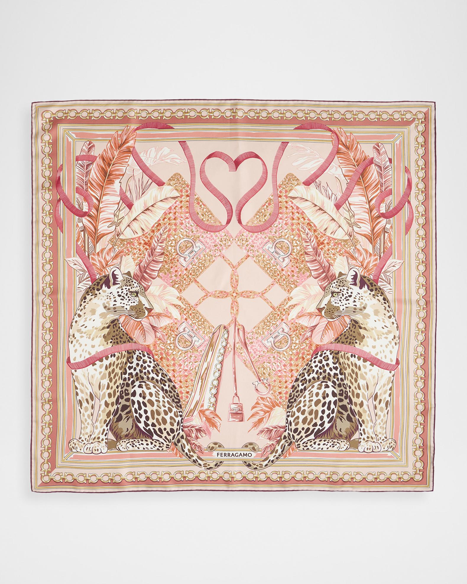 Ferragamo Poised Leopards Print Silk Scarf | Neiman Marcus