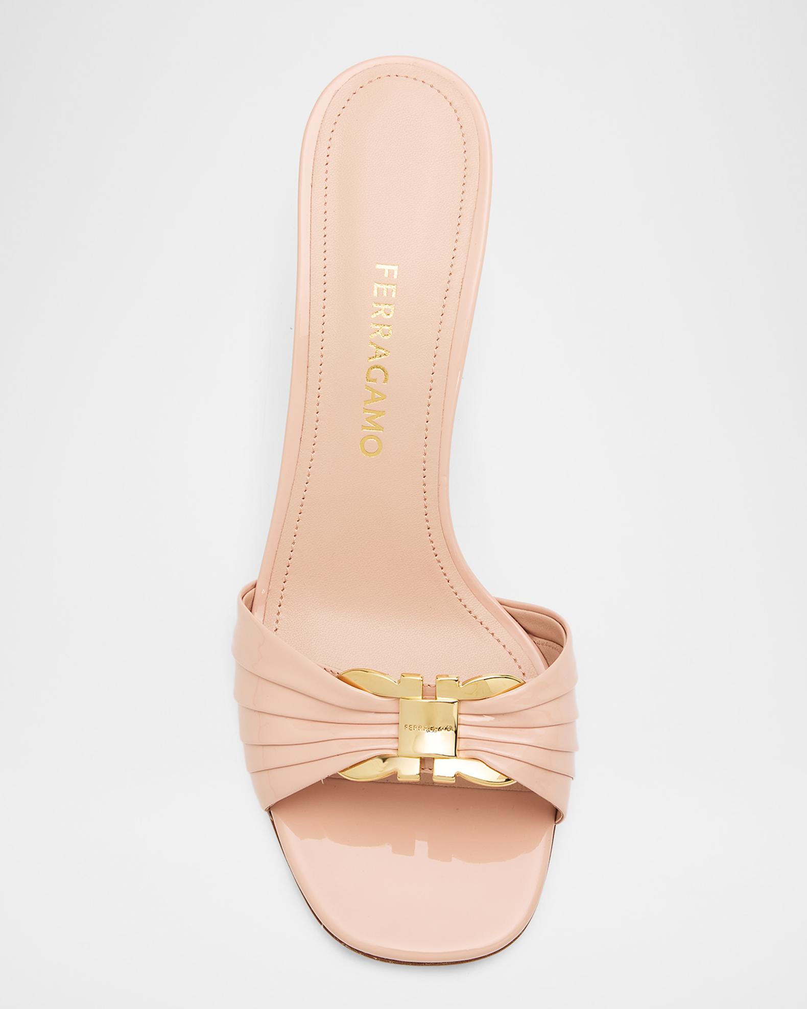 FERRAGAMO Witty 70mm Leather Sandals with Gancini Ornament