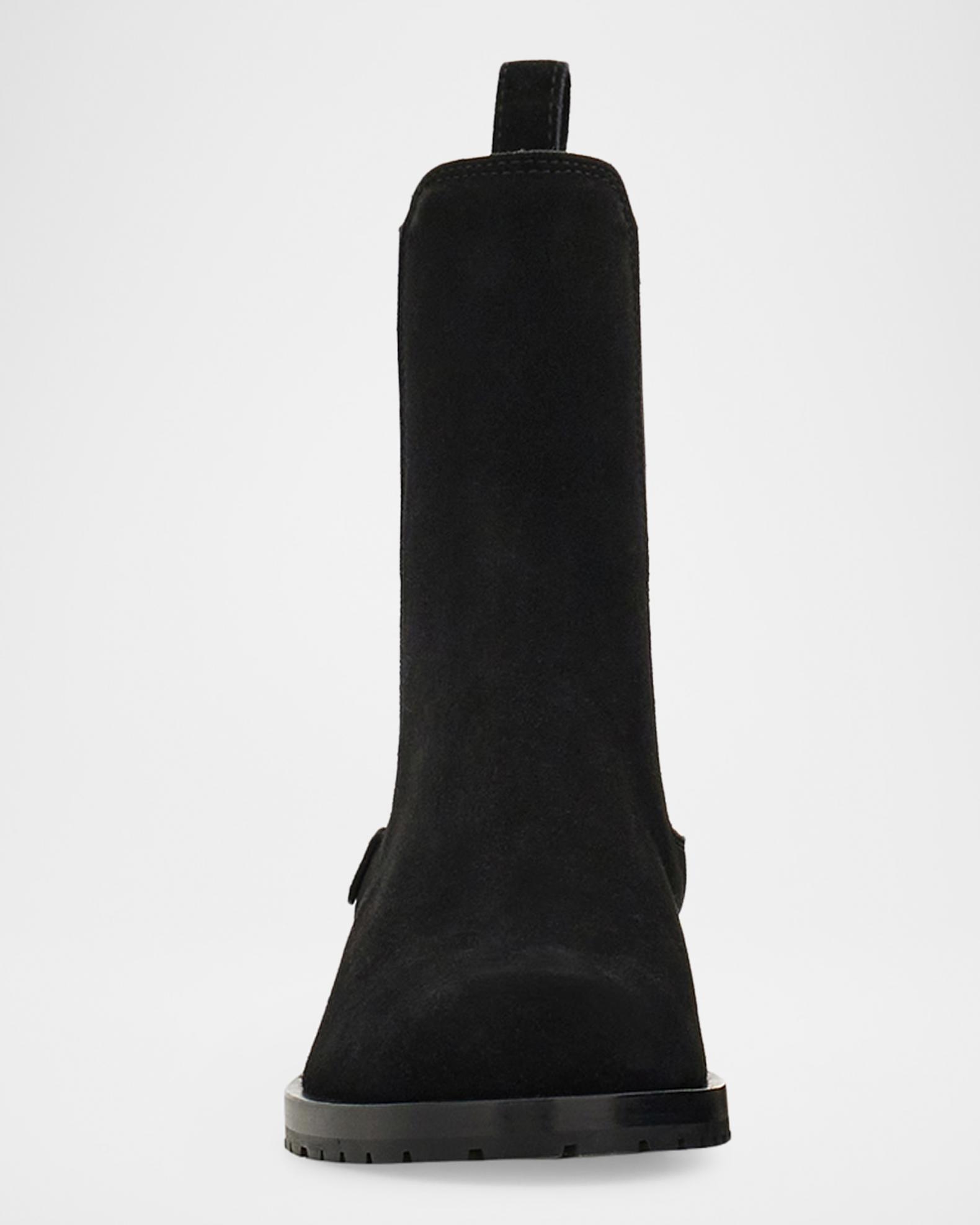 FERRAGAMO BLACK SUEDE CHELSEA BOOTS US 13 D MADE IN ITALY ANKLE $1200 PULL ON Ferragamo - Dollie leather Chelsea boots | Plush main image 4