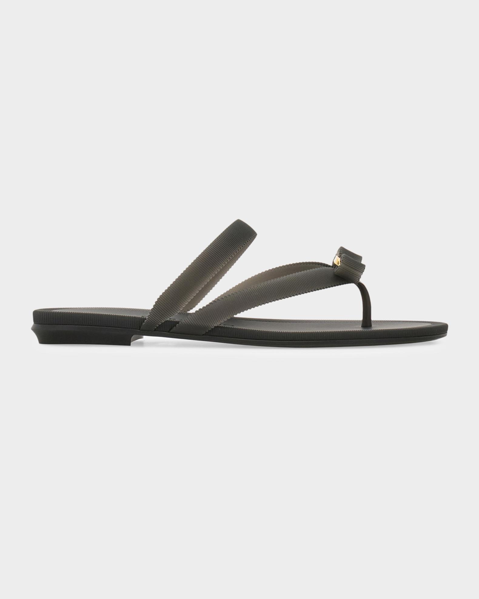 FERRAGAMO Jealsa Rubber Flat Thong Sandals | Neiman Marcus