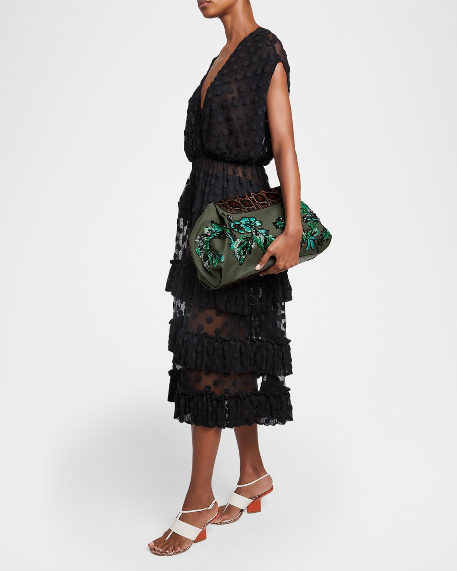 Dries Van Noten Medium Beaded Cotton Clutch Bag | Neiman Marcus