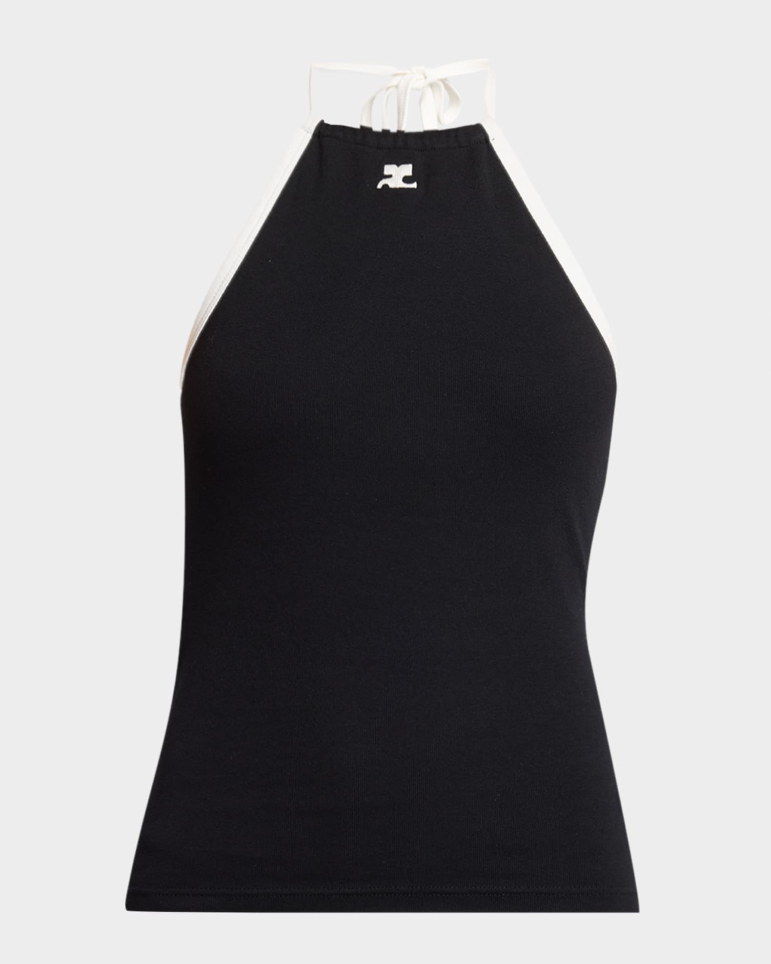 Courreges Contrast Logo Halter Tank Top | Neiman Marcus