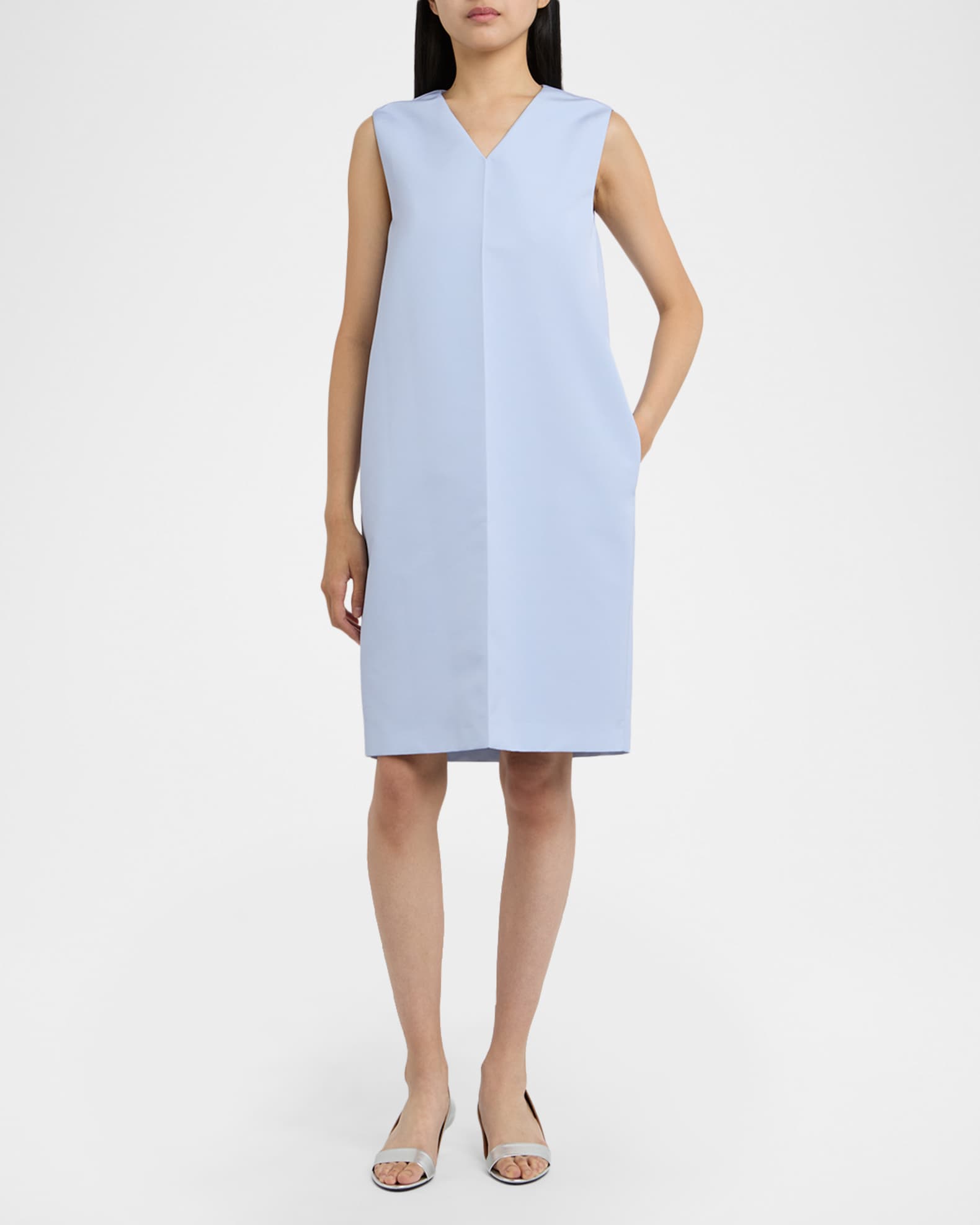 Jil Sander V-Neck Sleeveless Shift Dress | Neiman Marcus