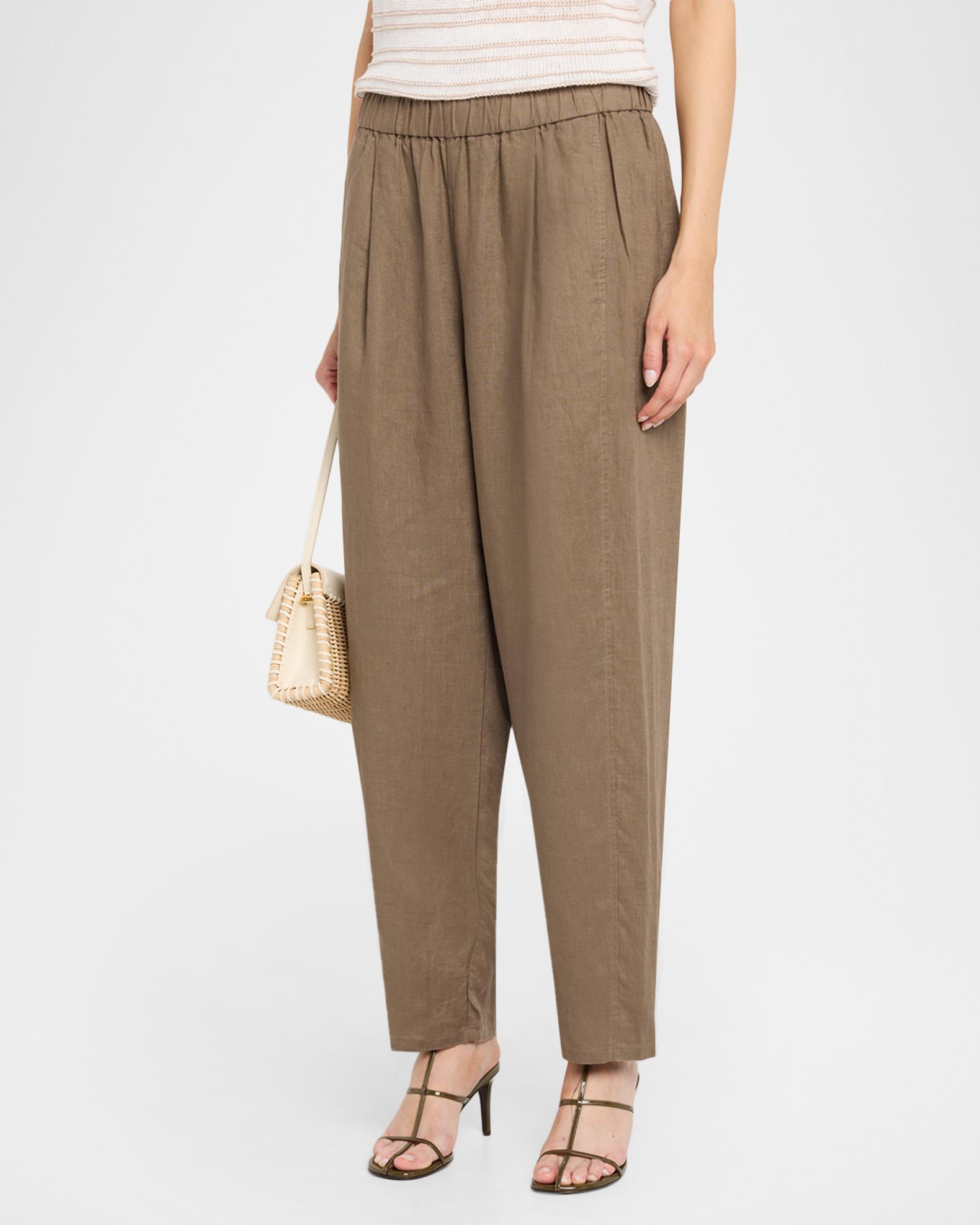 Eileen Fisher Cropped Organic Linen Lantern Pants | Neiman Marcus