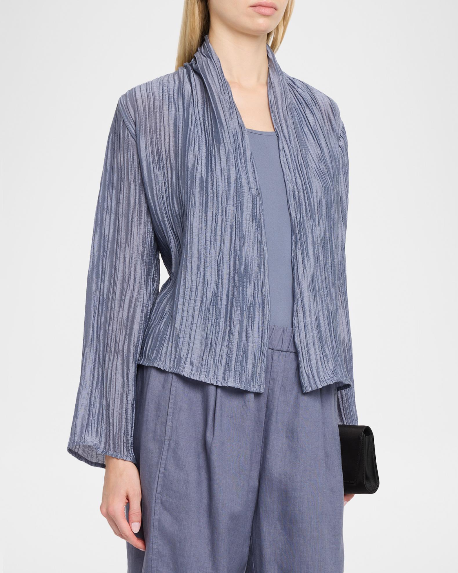 Eileen Fisher Shiny Crinkled Open-Front Jacket | Neiman Marcus